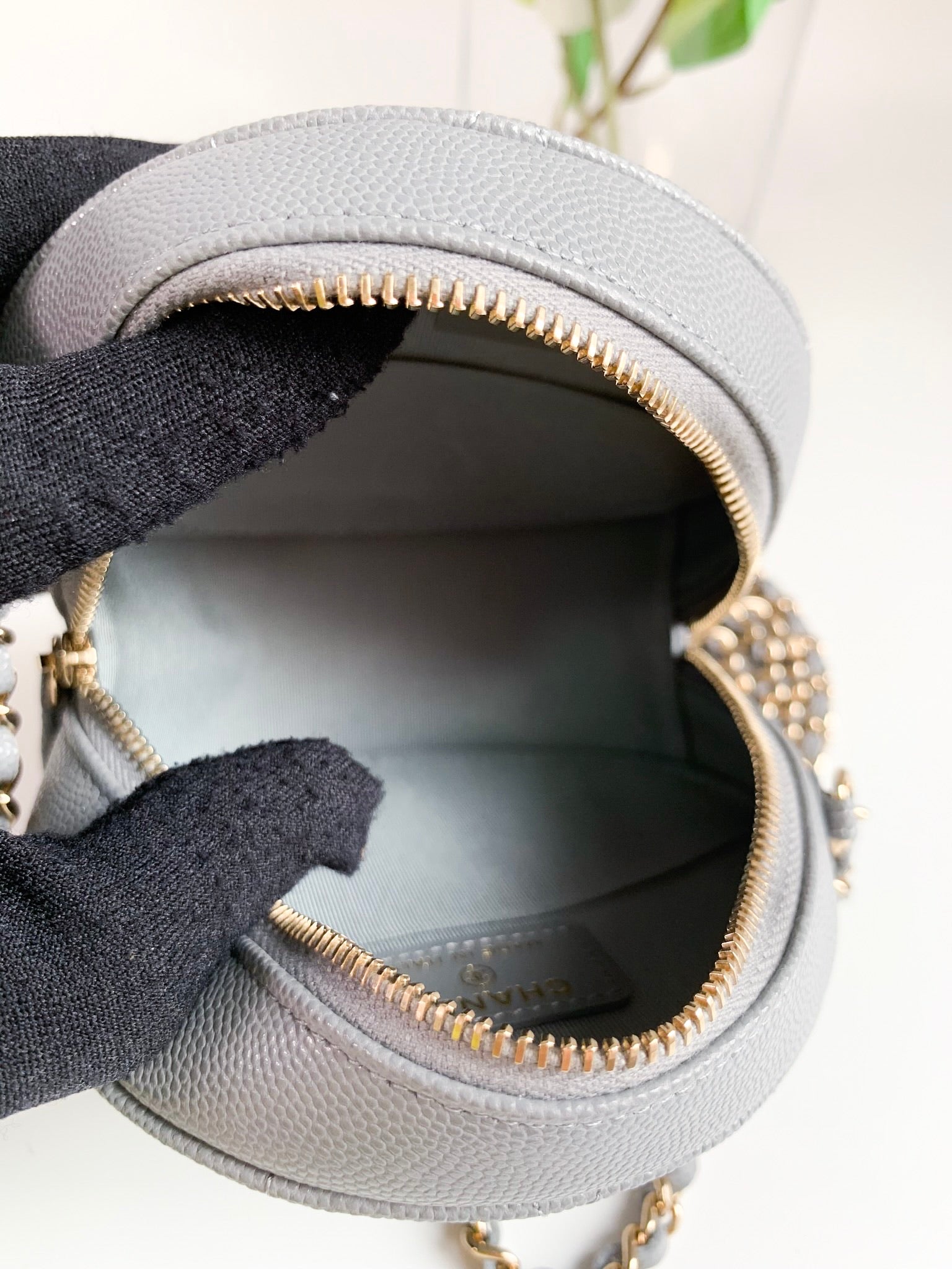 Chanel Round Circle Bag Grey Caviar Light Gold Hardware 19B – Coco