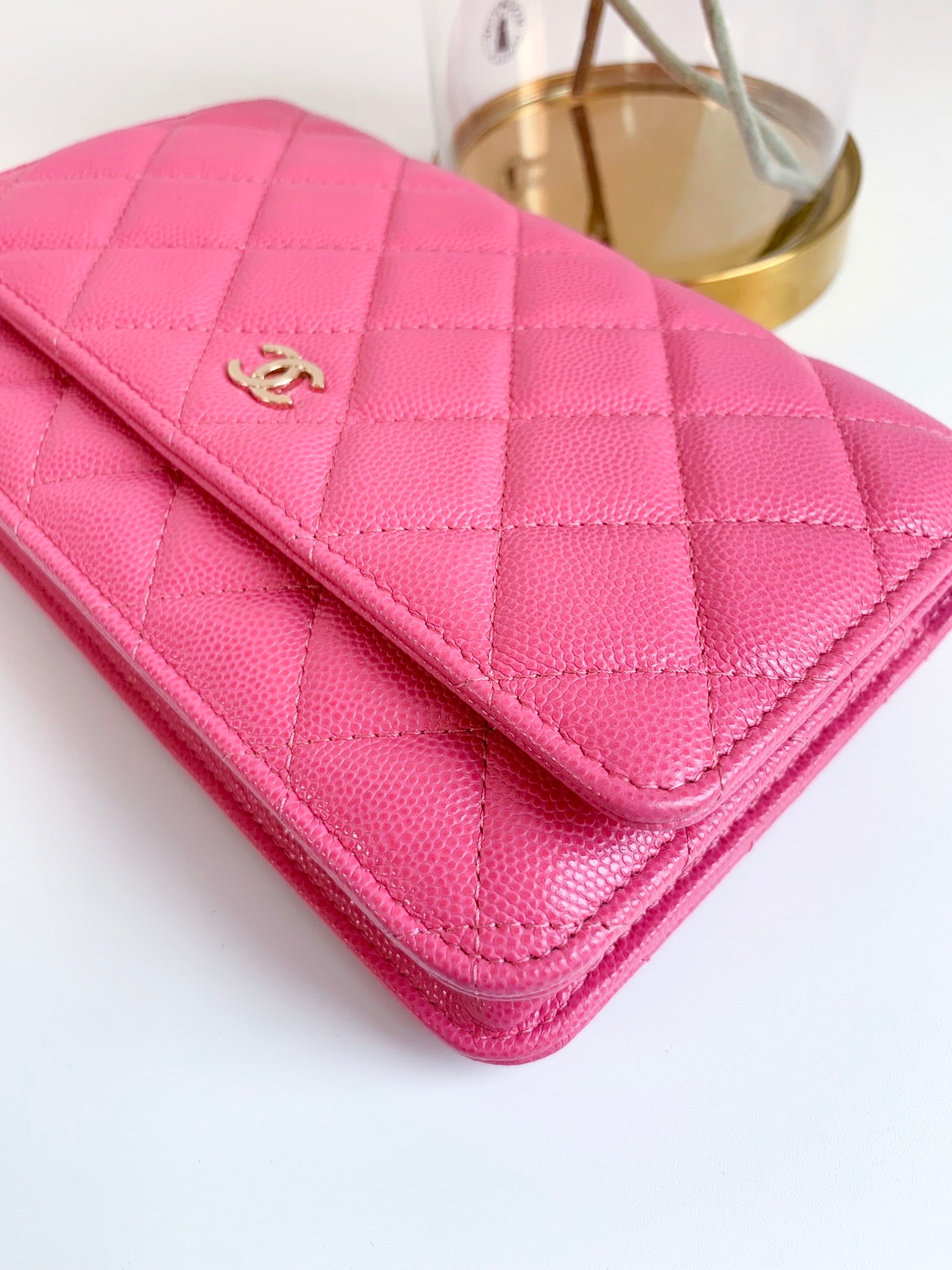 Chanel Pink Classic Quilted Lambskin Leather WOC Wallet on a Chain  Crossbody Bag AP1450 B08034 NH621 US4665 offered by Fin and Mo   ExportersSG