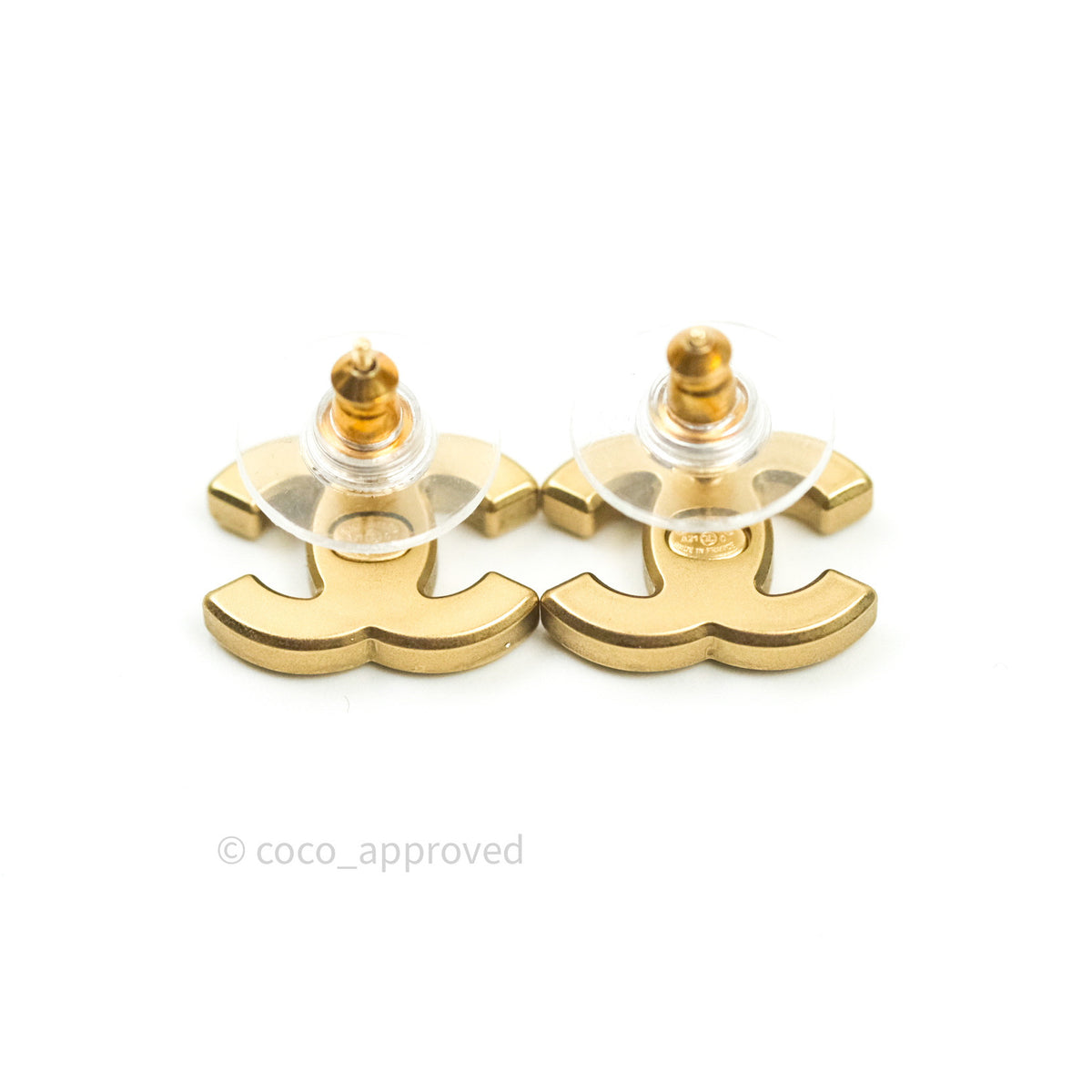 Chanel Crystal CC Earrings Gold Tone 21C