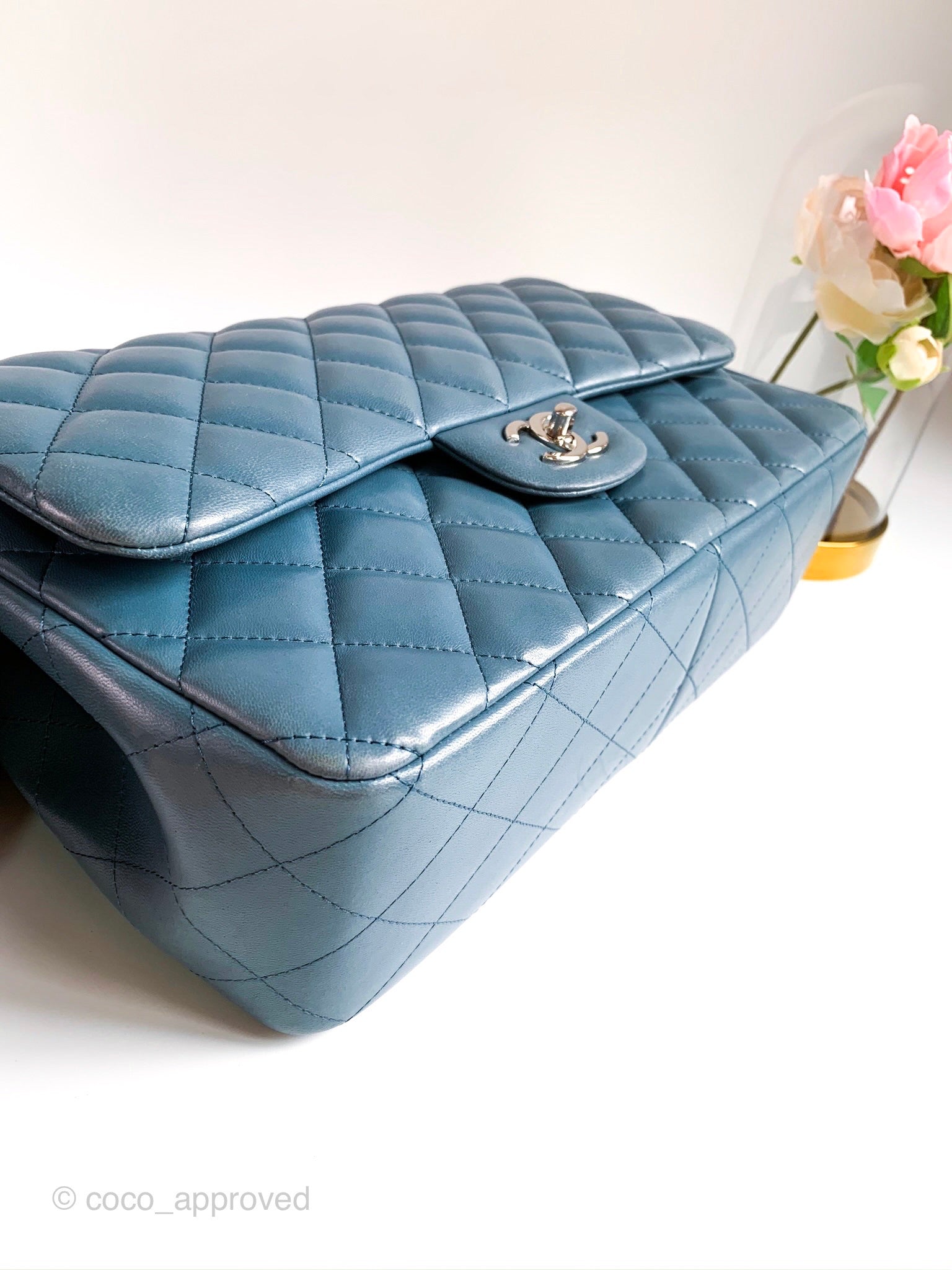 Chanel Classic Jumbo Double Flap Blue Lambskin Silver Hardware⁣⁣ – Coco  Approved Studio