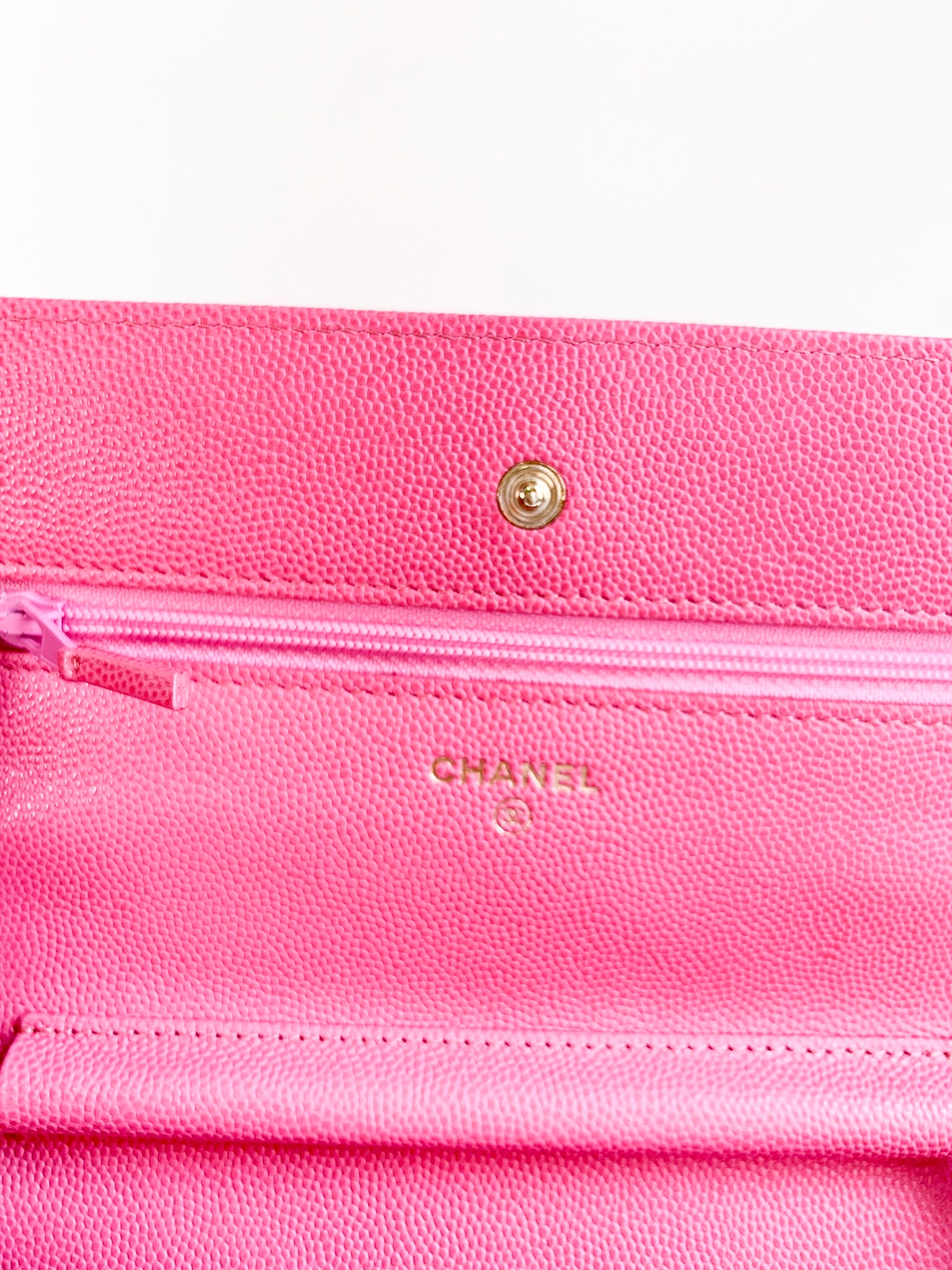 Chanel Caviar Quilted Wallet on Chain WOC Pink Light Gold