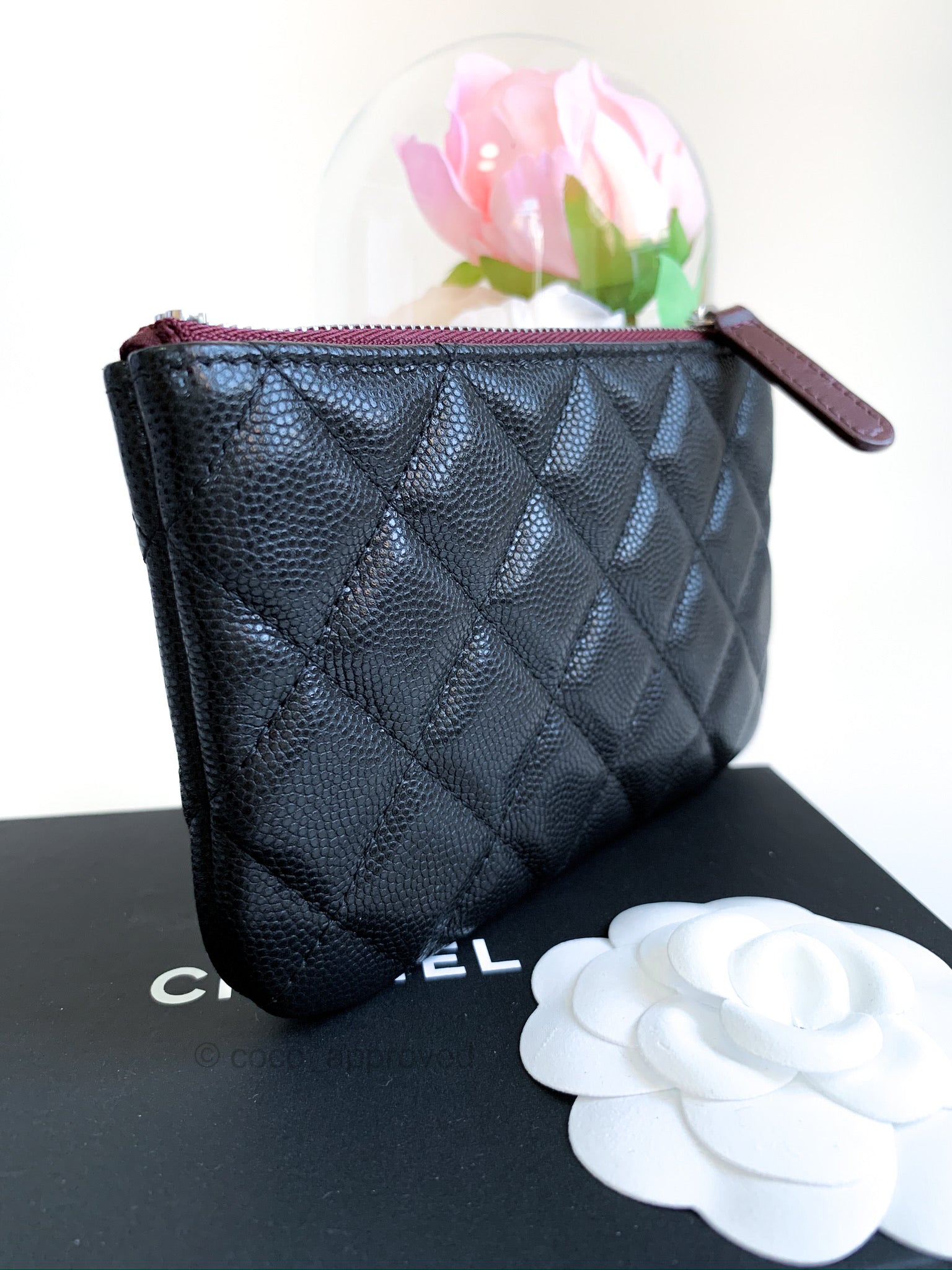 Chanel Quilted Mini Square Flap Black Caviar Silver Hardware