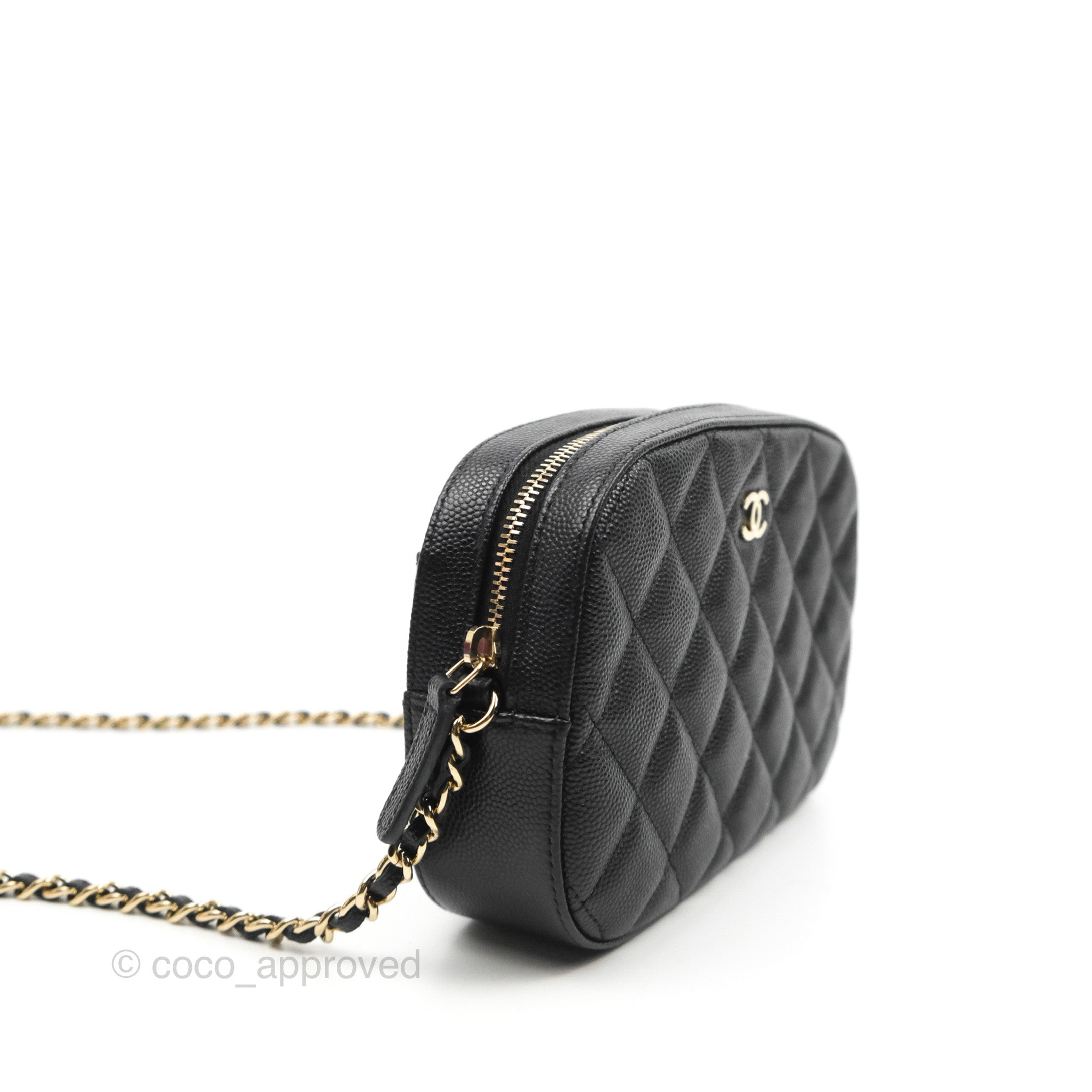 Chanel Quilted Camera Bag Black Caviar Gold Hardware 21A – Coco