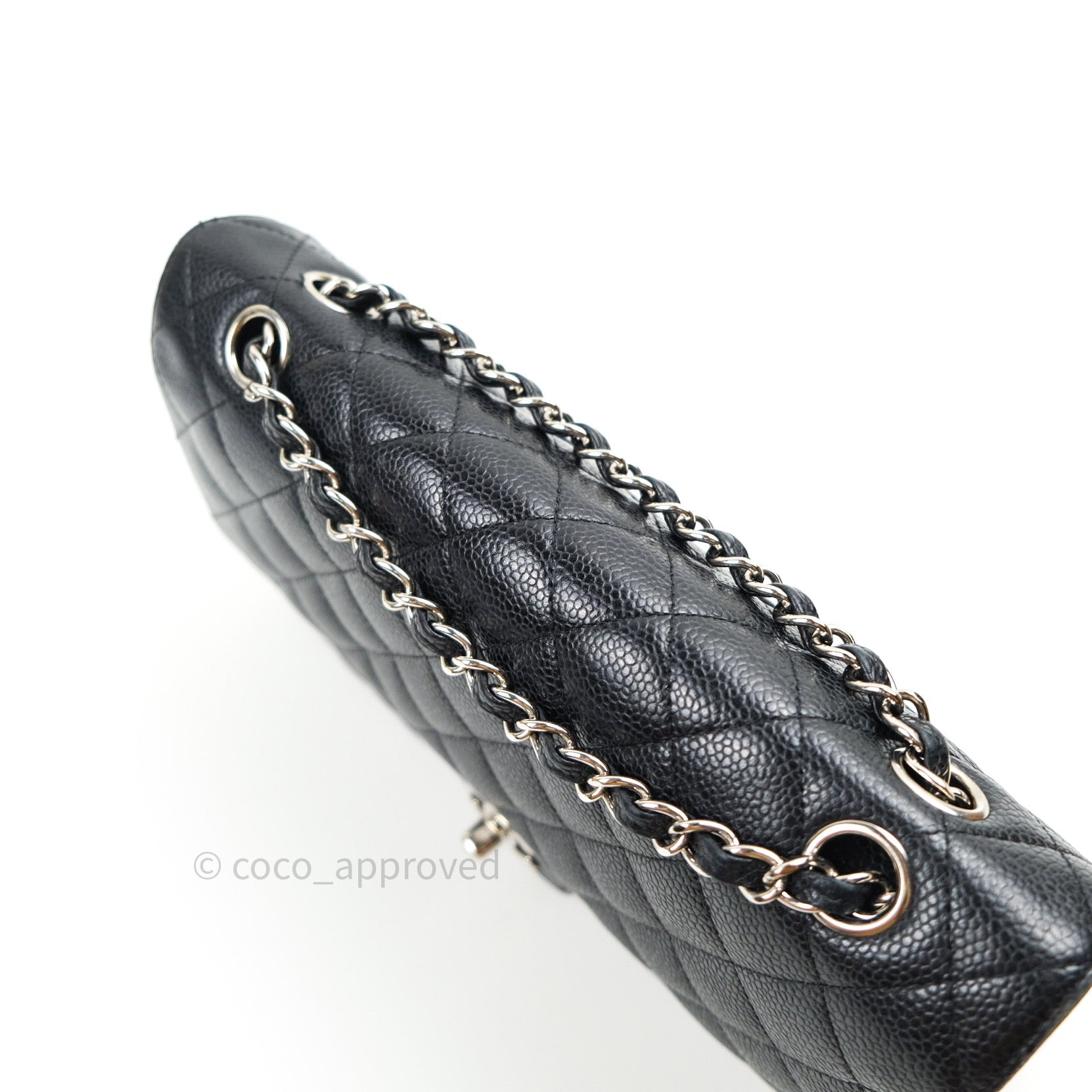 Chanel Classic Double Flap M/L Black Caviar Silver Hardware – Coco Approved  Studio