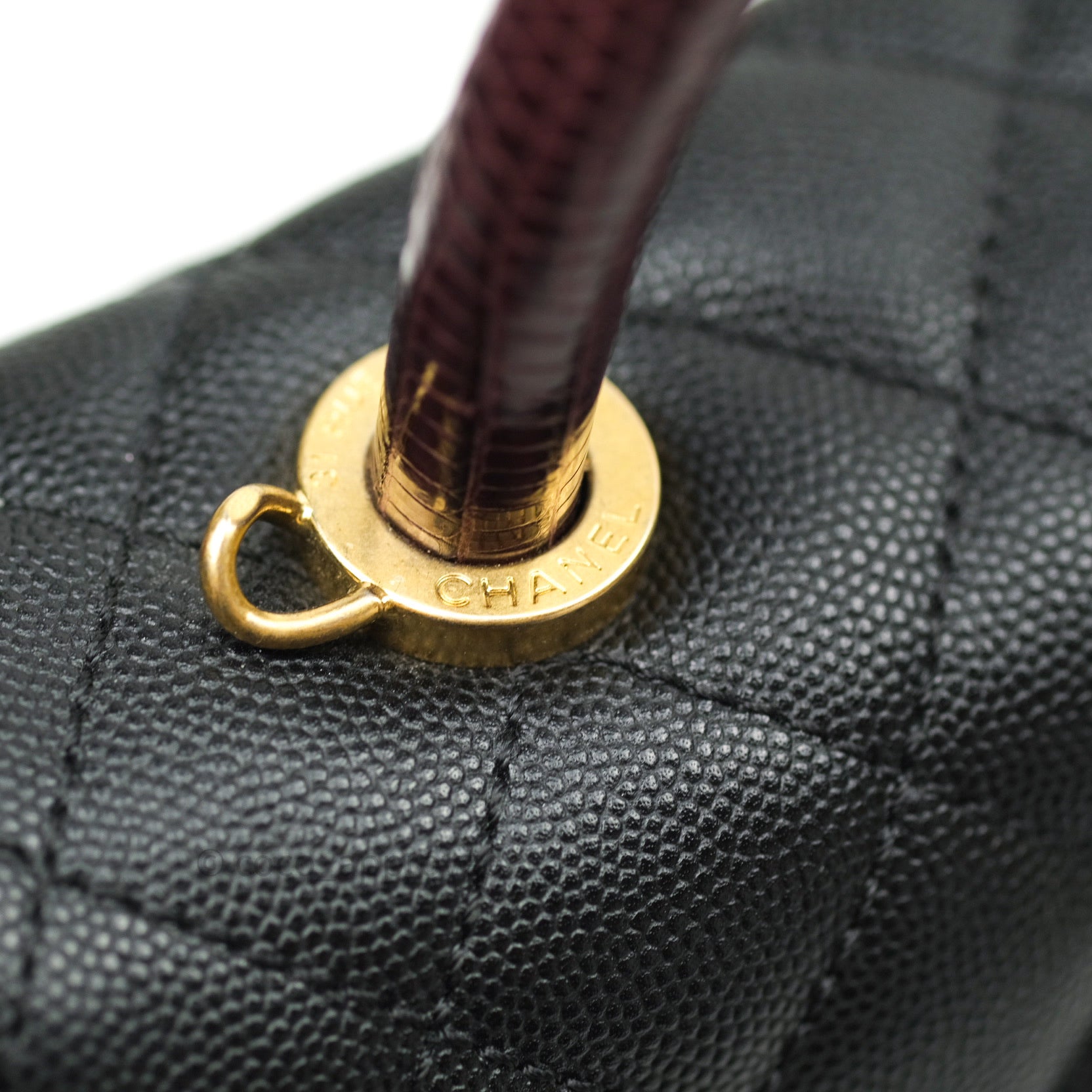 Chanel Small Coco Handle Quilted Black Caviar Lizard Handle Gold Hardw – Coco  Approved Studio