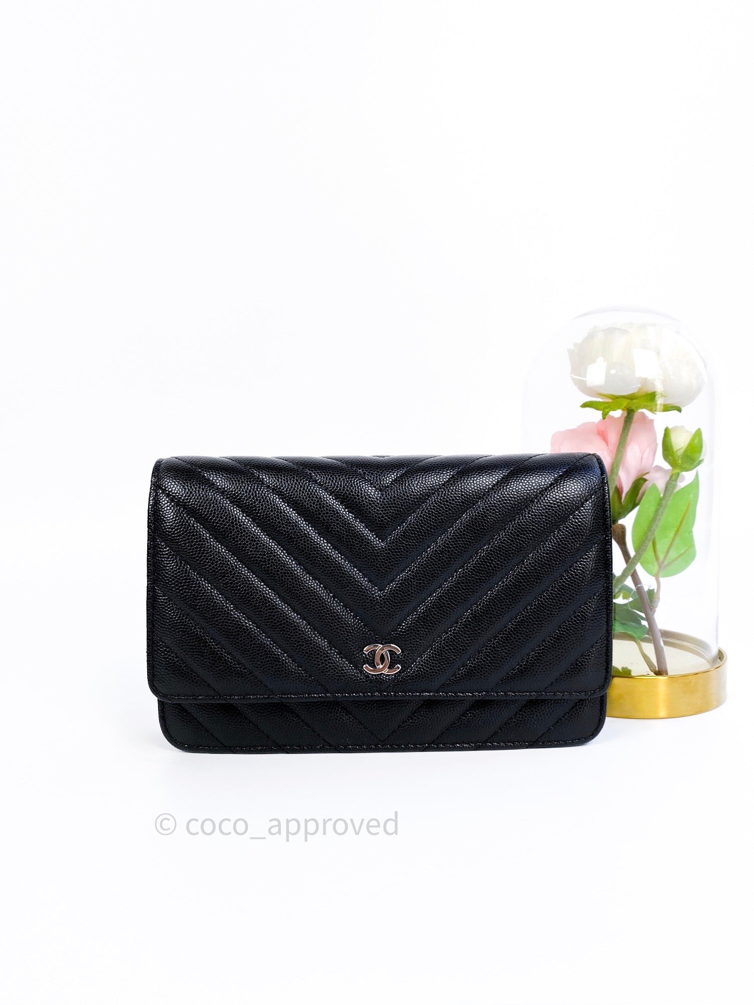 Chanel Caviar Leather Quilted and Chevron Pouch (18C) - The Palm