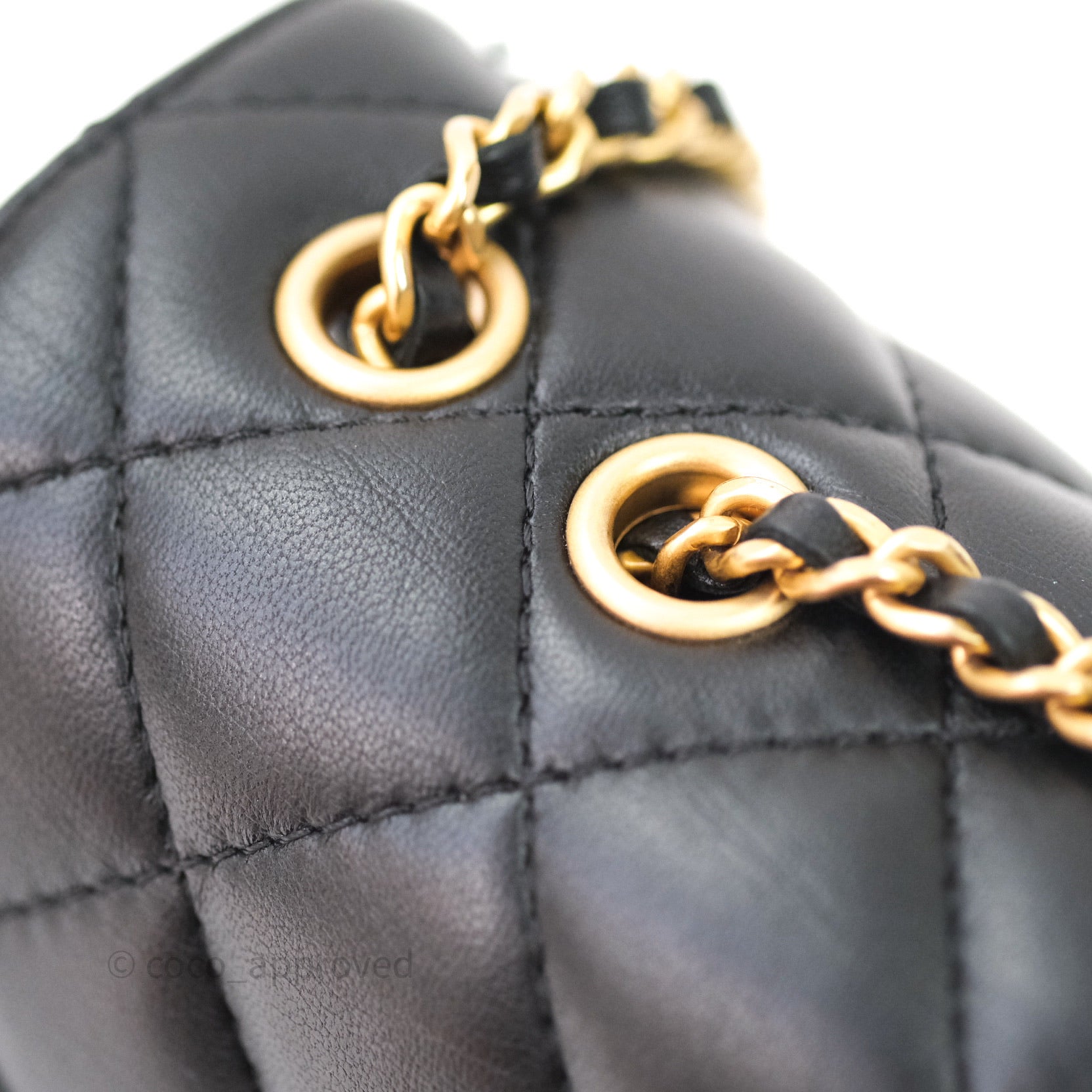 Chanel Black Quilted Lambskin Mini Coco Clips Flap Gold And