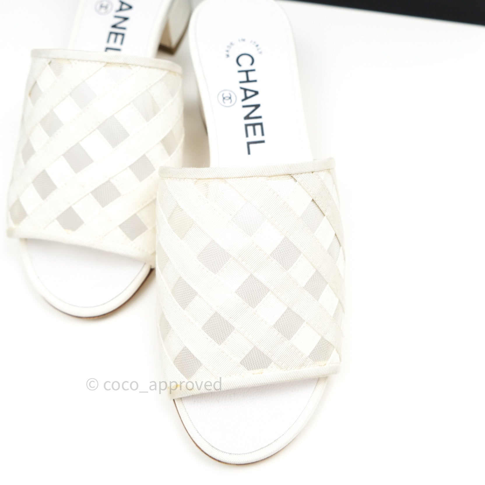 chanel mules white