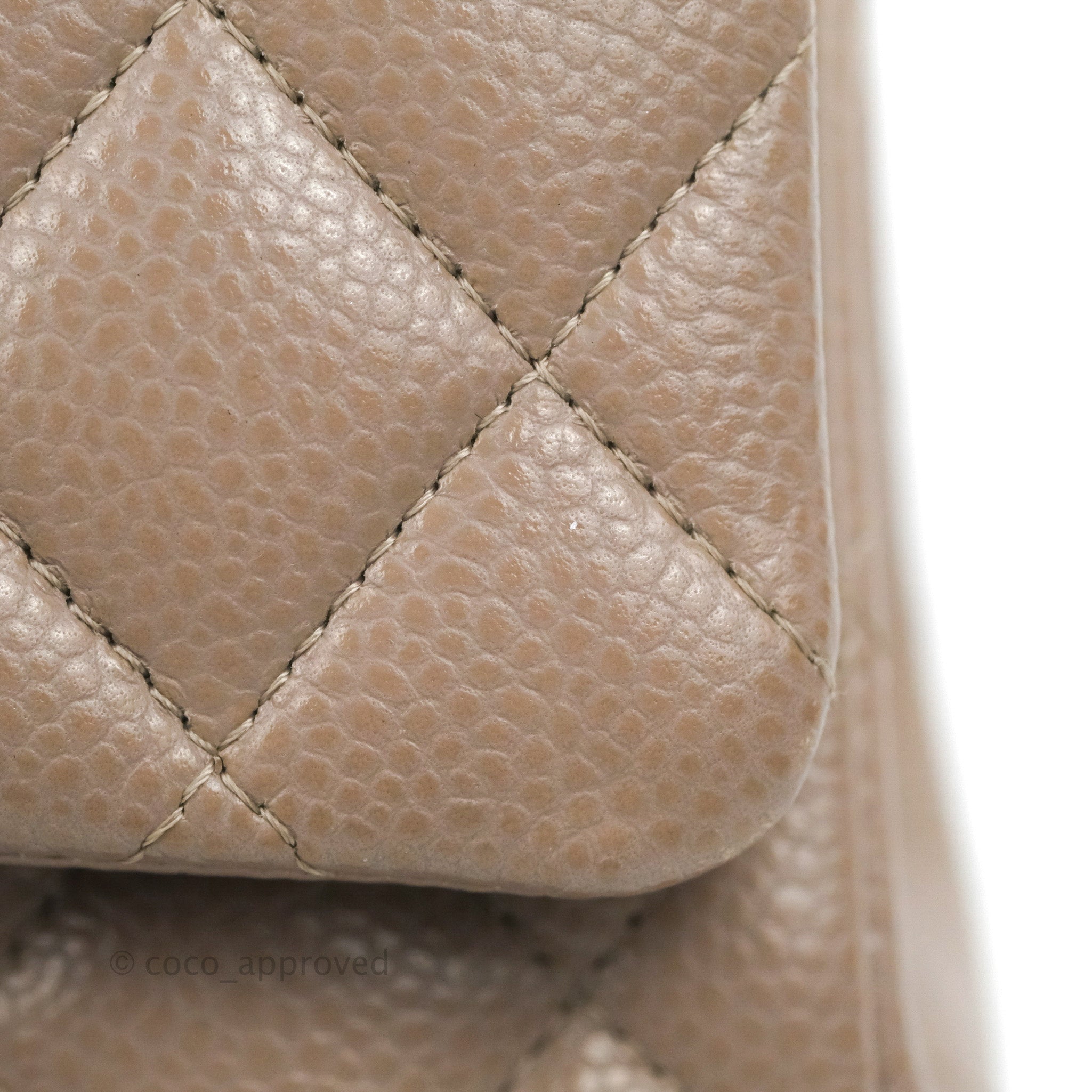 Chanel Classic M/L Medium Flap Quilted Taupe Grey Caviar Silver Hardwa –  Coco Approved Studio