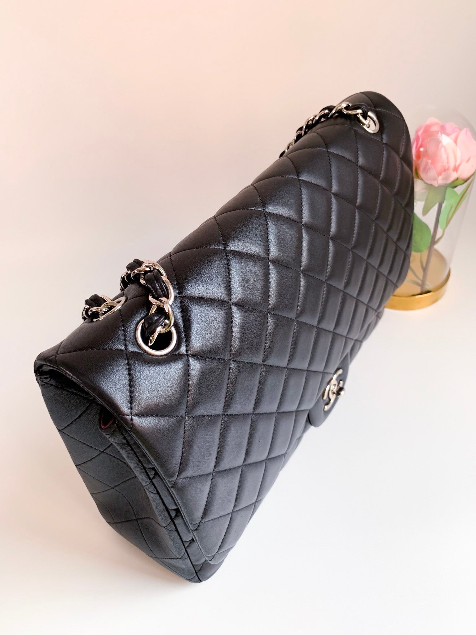 Chanel Single Flap Bag, Black Lambskin