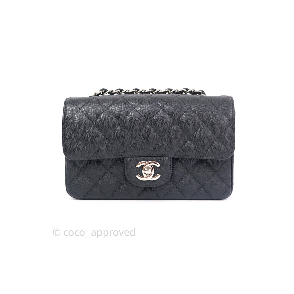 Chanel Quilted Mini Rectangular Black Caviar Silver Hardware 18CC