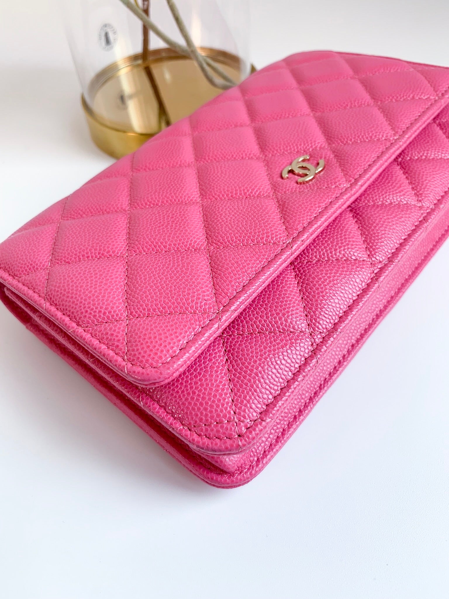 Chanel Wallet on Chain WOC Caviar Pink and Silver Hardware Series 18