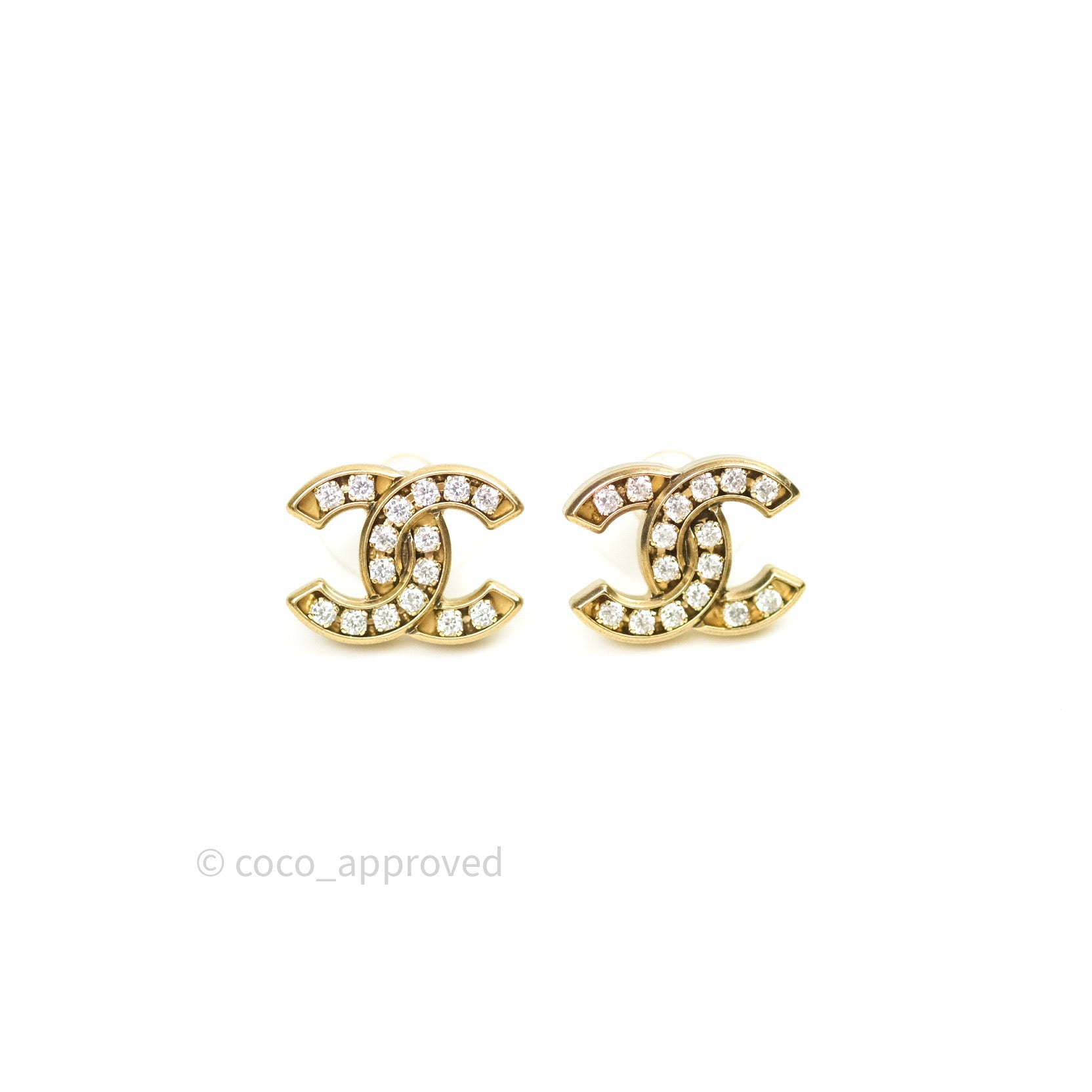 Chanel Crystal CC Earrings Gold Tone – Coco Approved Studio