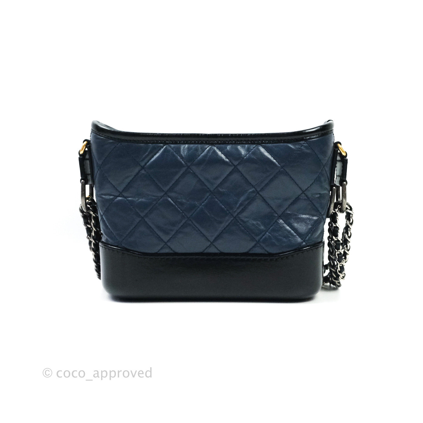 Chanel Quilted Small Aged Calfskin Navy Black Gabrielle Hobo Mixed Hardware