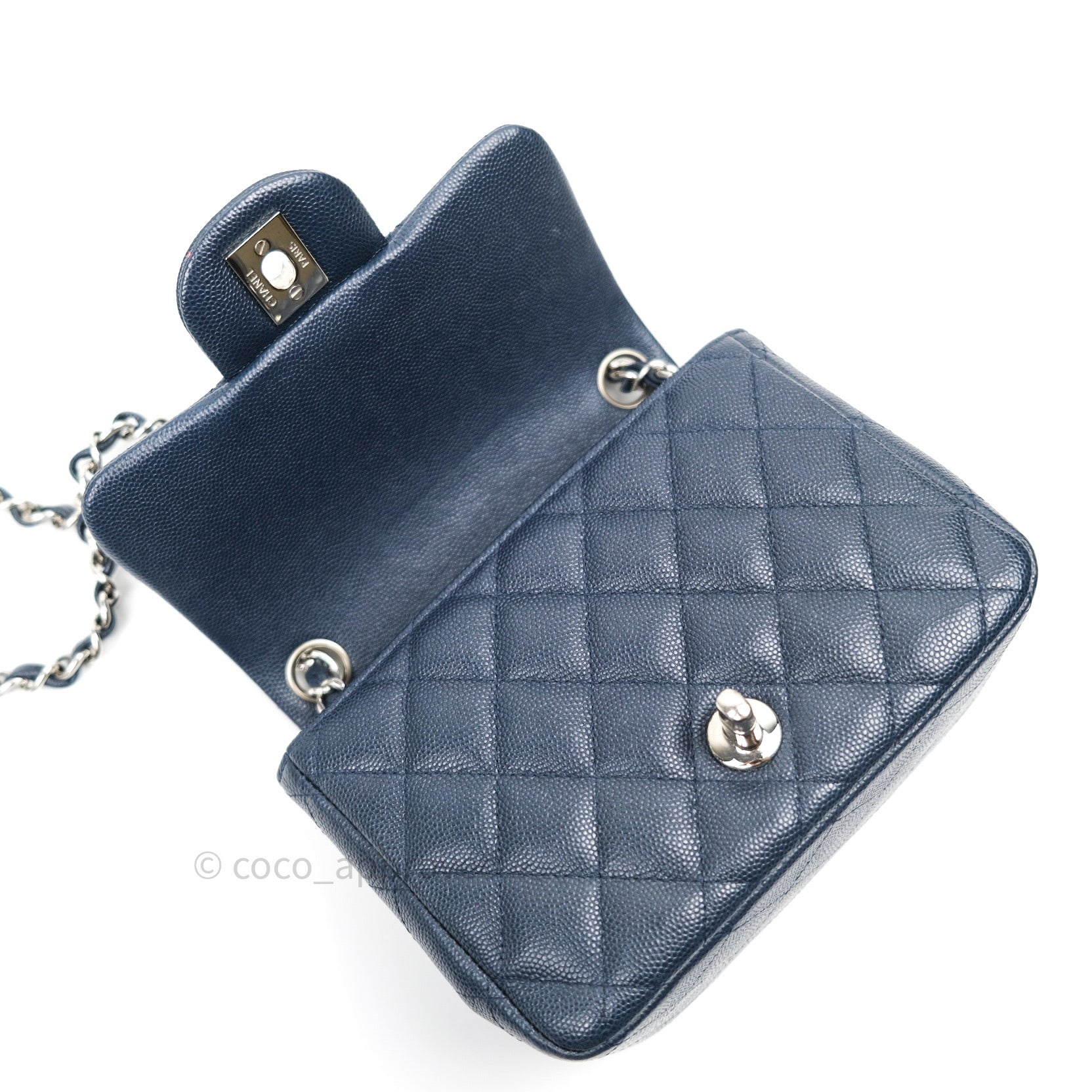 Chanel classic mini rectangular bag blue caviar