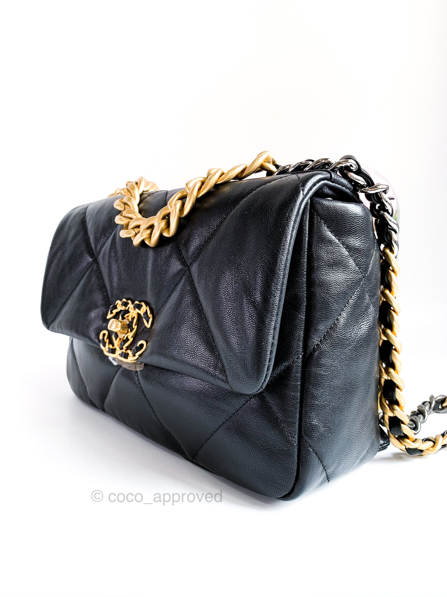 $6400 Chanel 19 Small Medium Light Blue Goatskin Flap Bag With