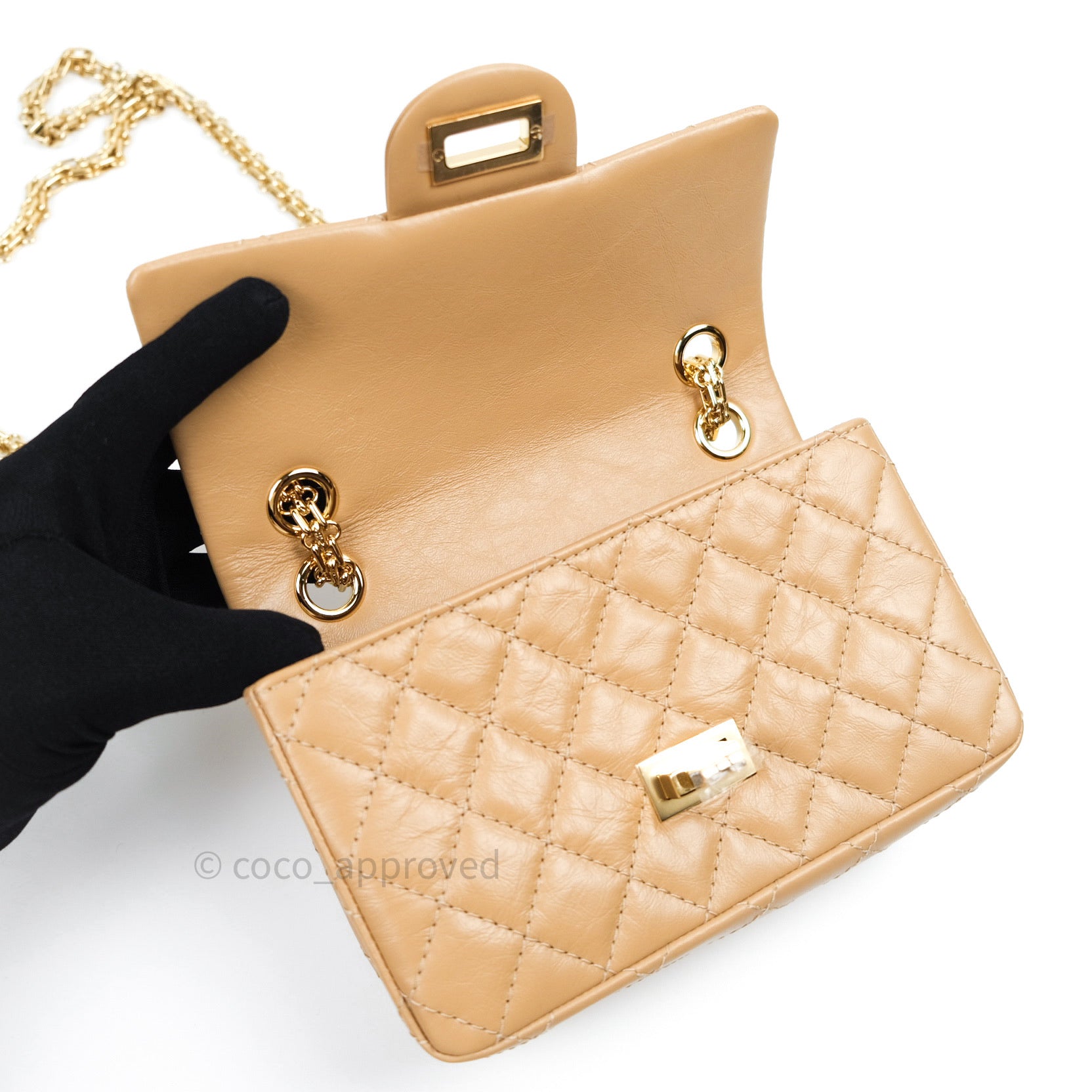Chanel Mini Reissue 224 Beige Aged Calfskin Gold Hardware – Coco Approved  Studio