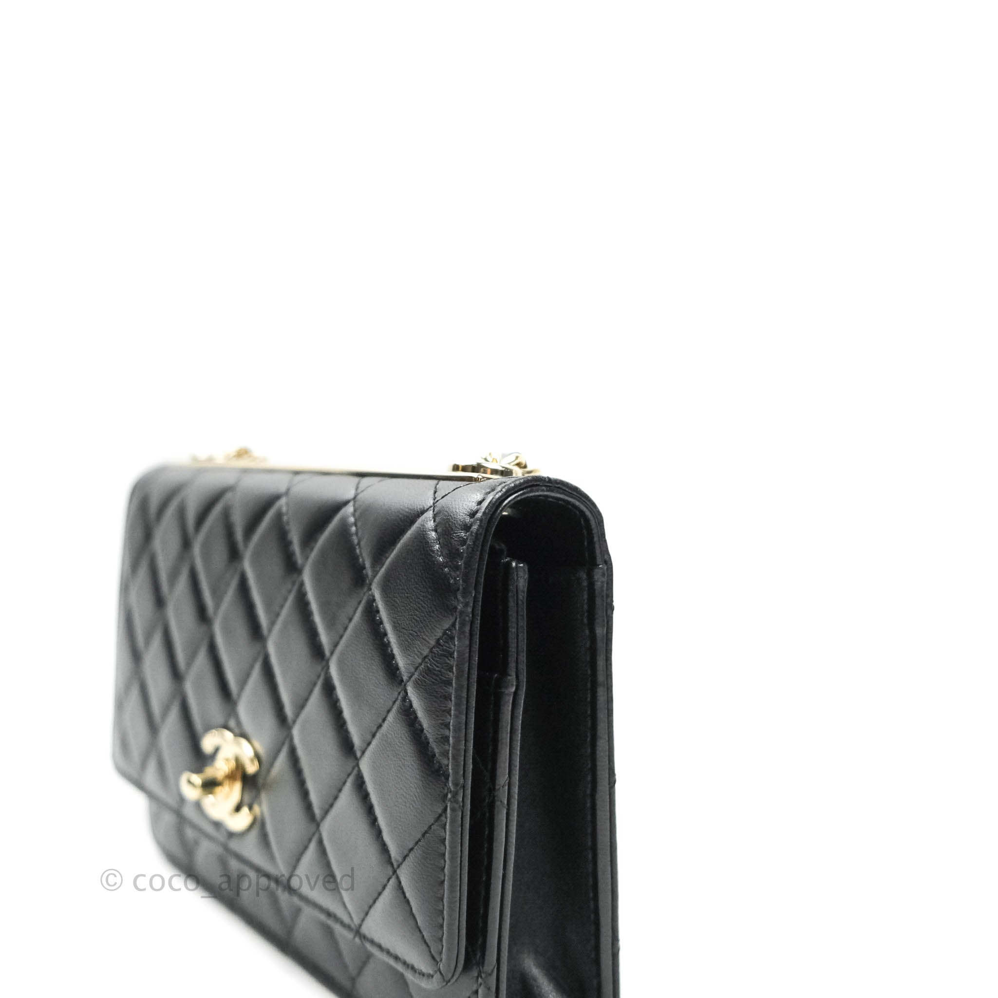 Chanel Trendy CC WOC Wallet on Chain Chevron Navy Lambskin Gold Hardwa –  Coco Approved Studio