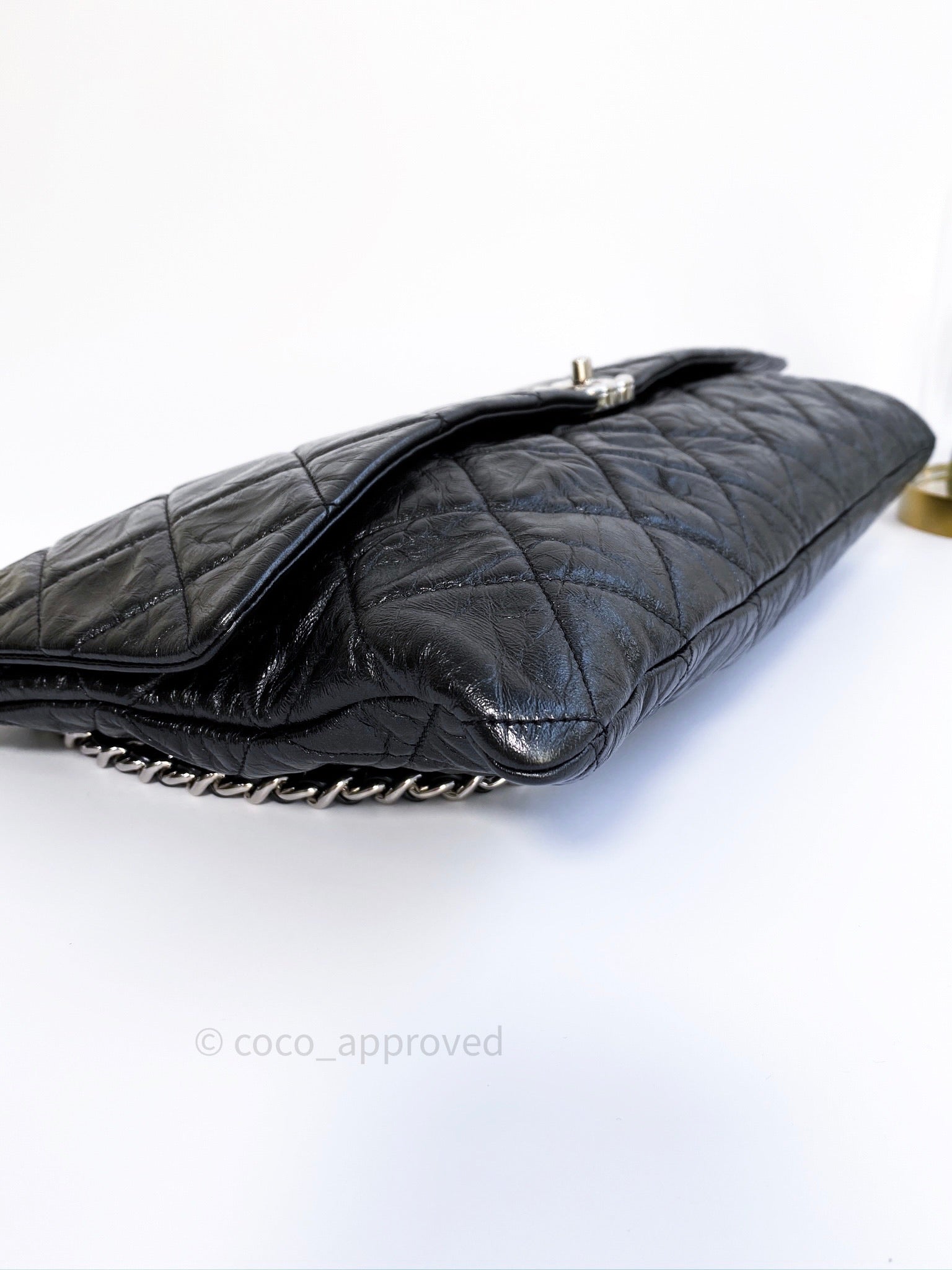 Chanel Metallic Crumpled Calfskin Big Bang Large Flap Bag Black