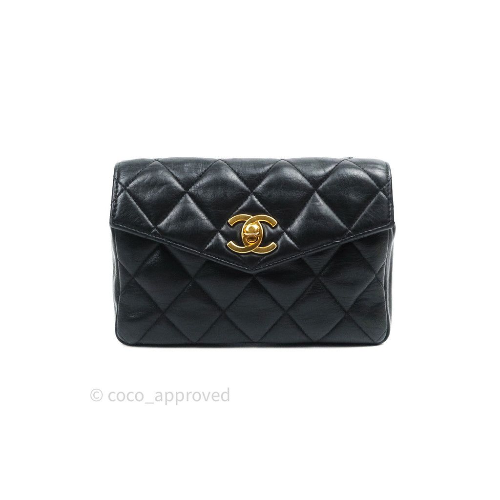 Chanel Quilted Belt Bag Black Lambskin 24K Gold Hardware – Coco Approved  Studio