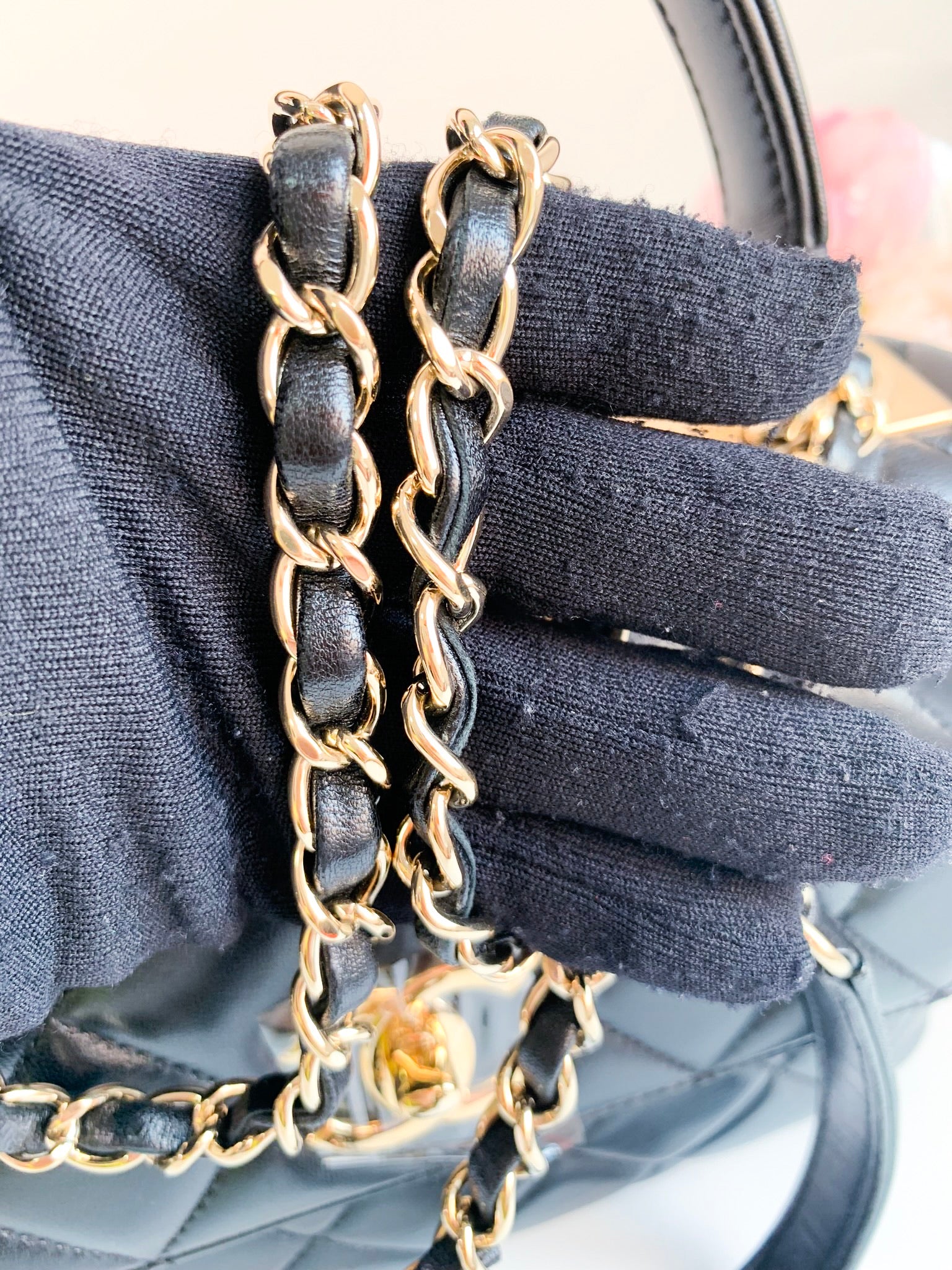 chanel purse strap silver and black