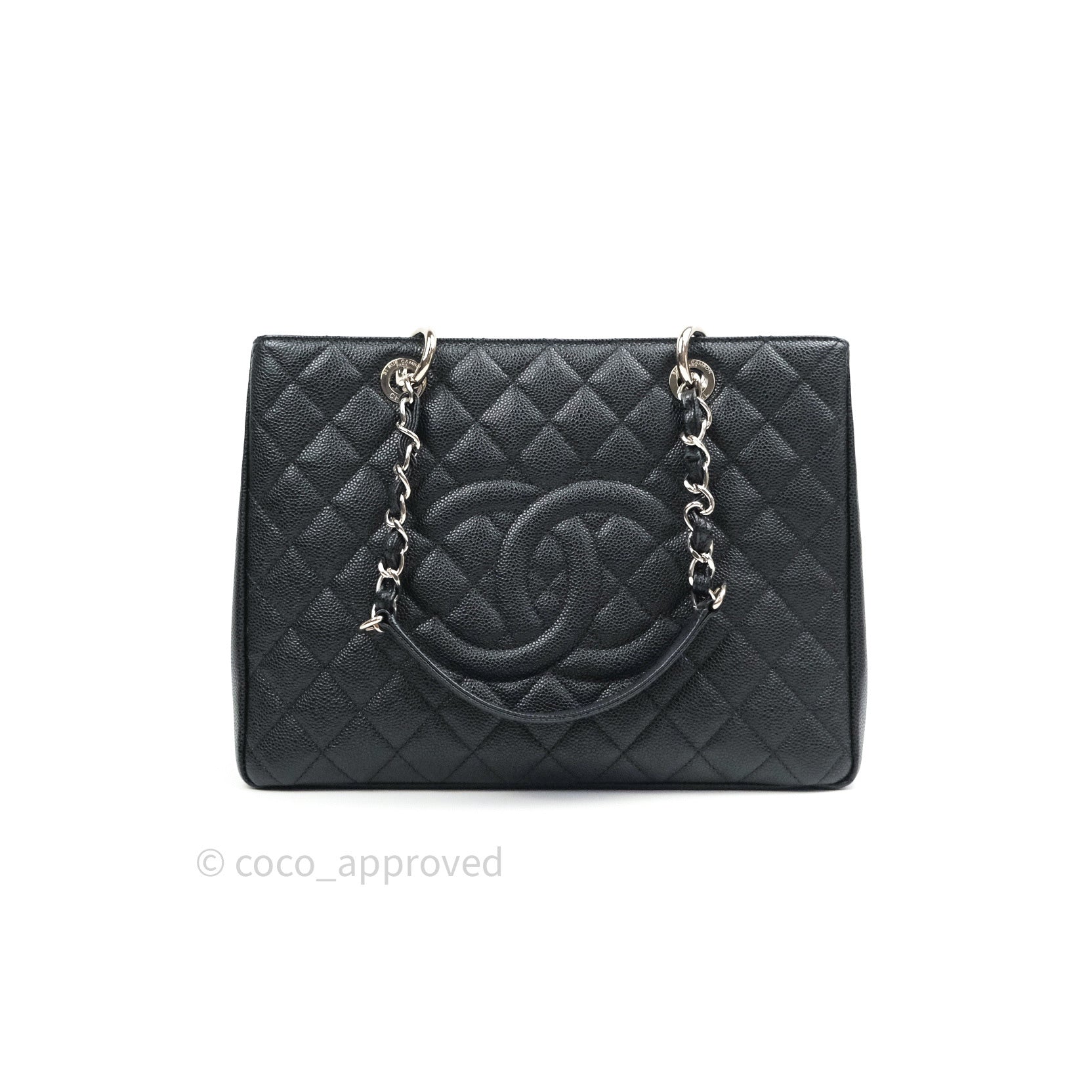 Chanel GST Grand Shopping Tote Black Caviar Silver Hardware – Coco