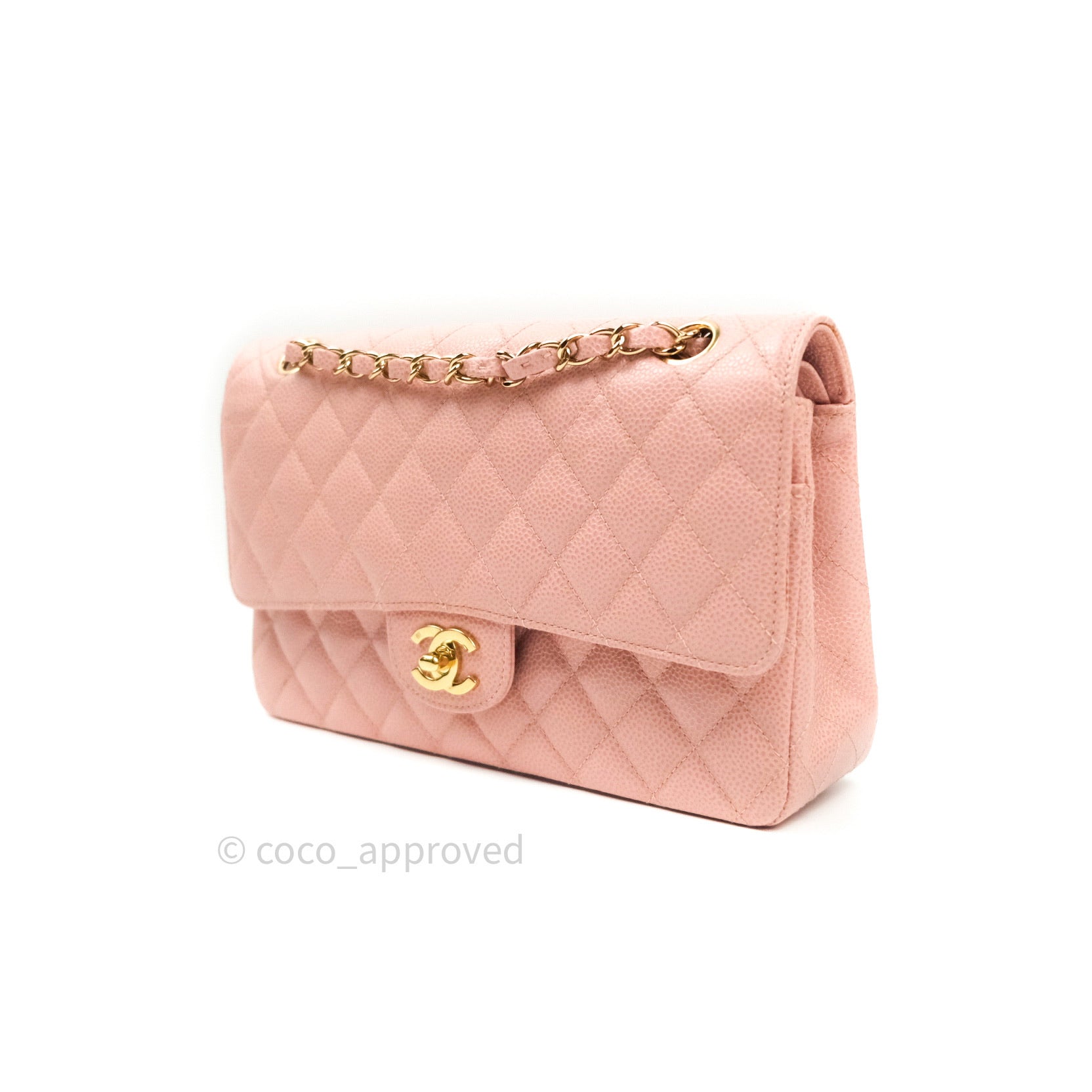 Chanel Classic M/L Medium Double Flap Bag Pink Caviar 24K Gold Hardwar – Coco  Approved Studio
