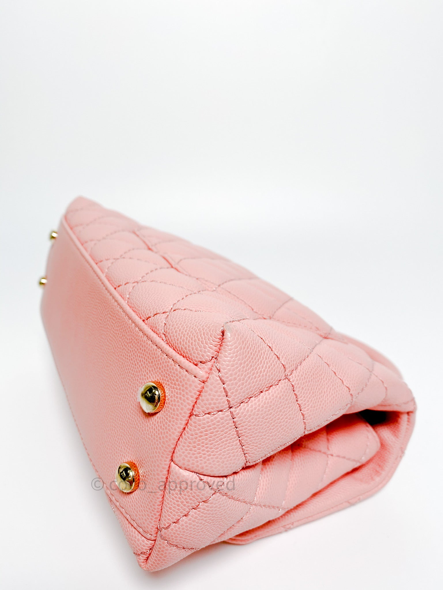 Chanel Small Coco Handle Flap Bag Pink Iridescent Caviar Silver Hardwa –  Madison Avenue Couture