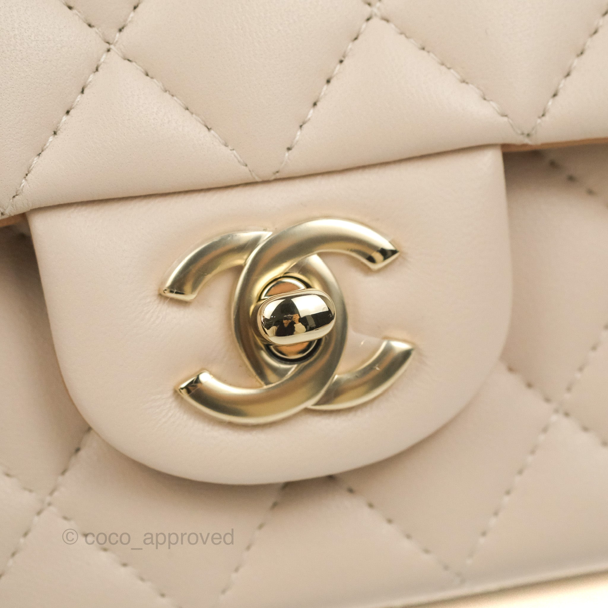Chanel Mini Square Beige Lambskin Gold Hardware – Coco Approved Studio