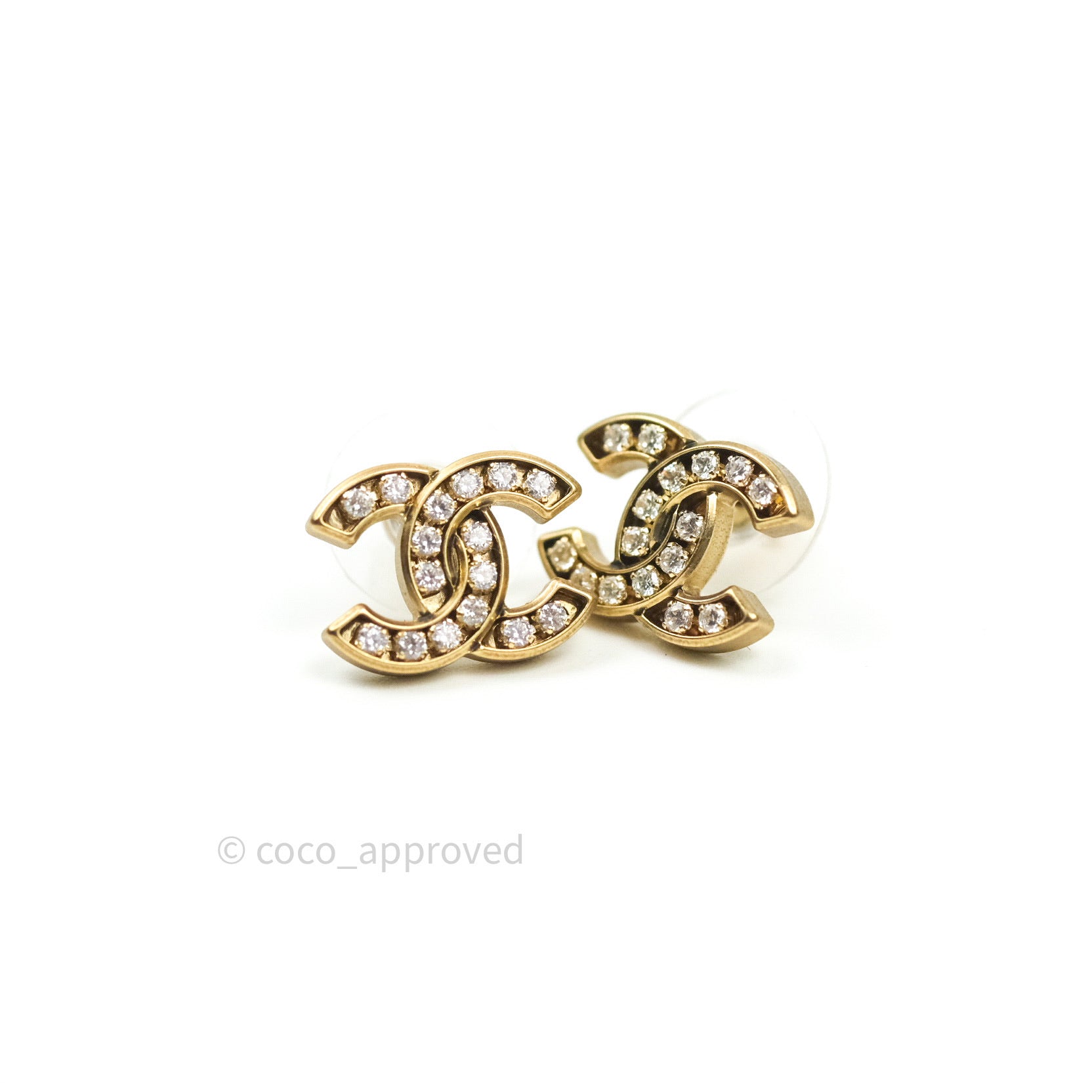 Chanel Crystal CC Earrings Gold Tone 21C – Coco Approved Studio