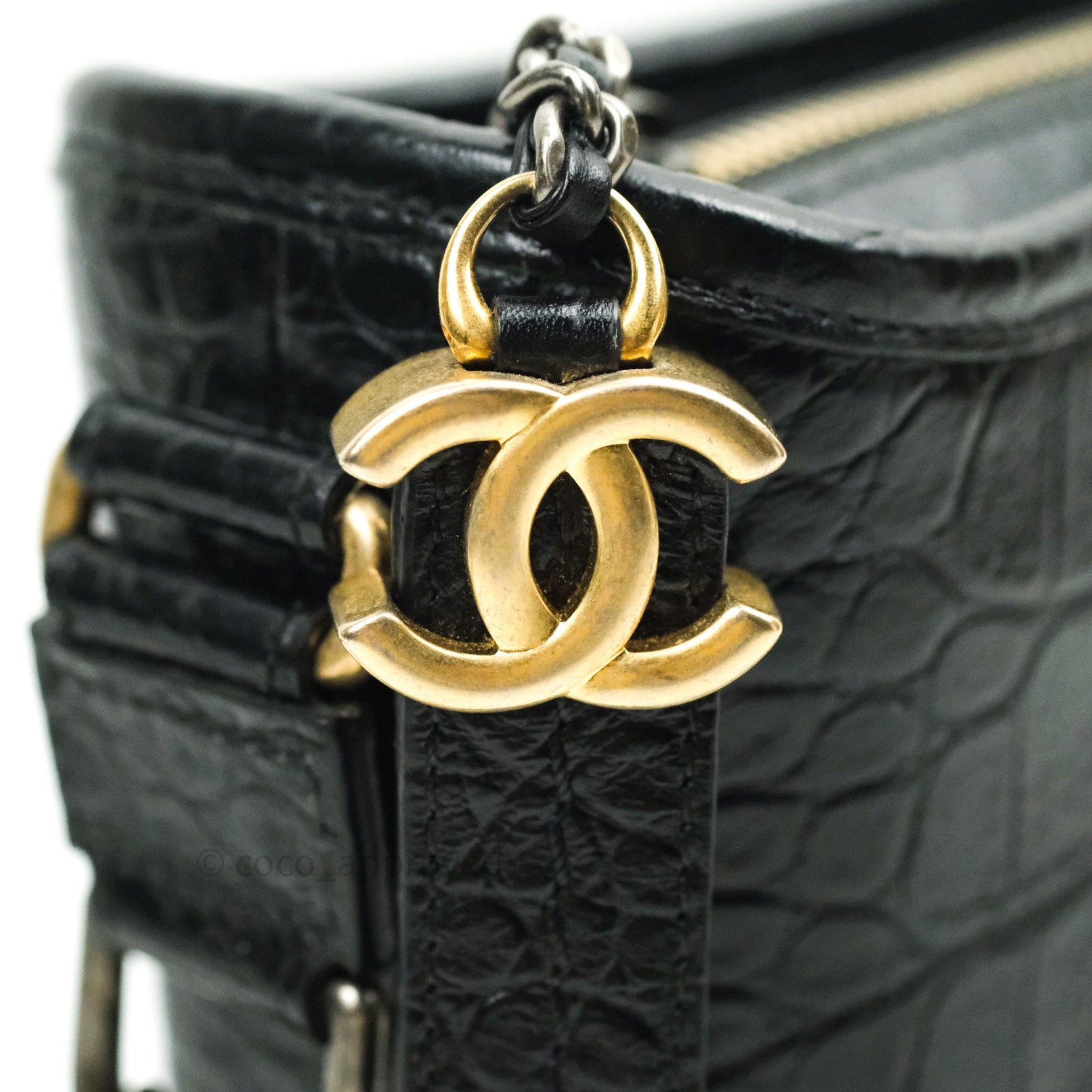 Chanel Crocodile Embossed Calfskin Small Gabrielle Cocodile Hobo Black – Coco  Approved Studio