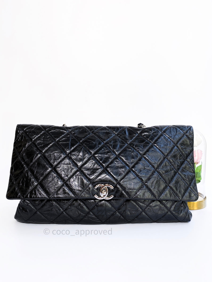 Chanel Silver Quilted Crackled Leather Big Bang Flap Bag - Yoogi's Closet