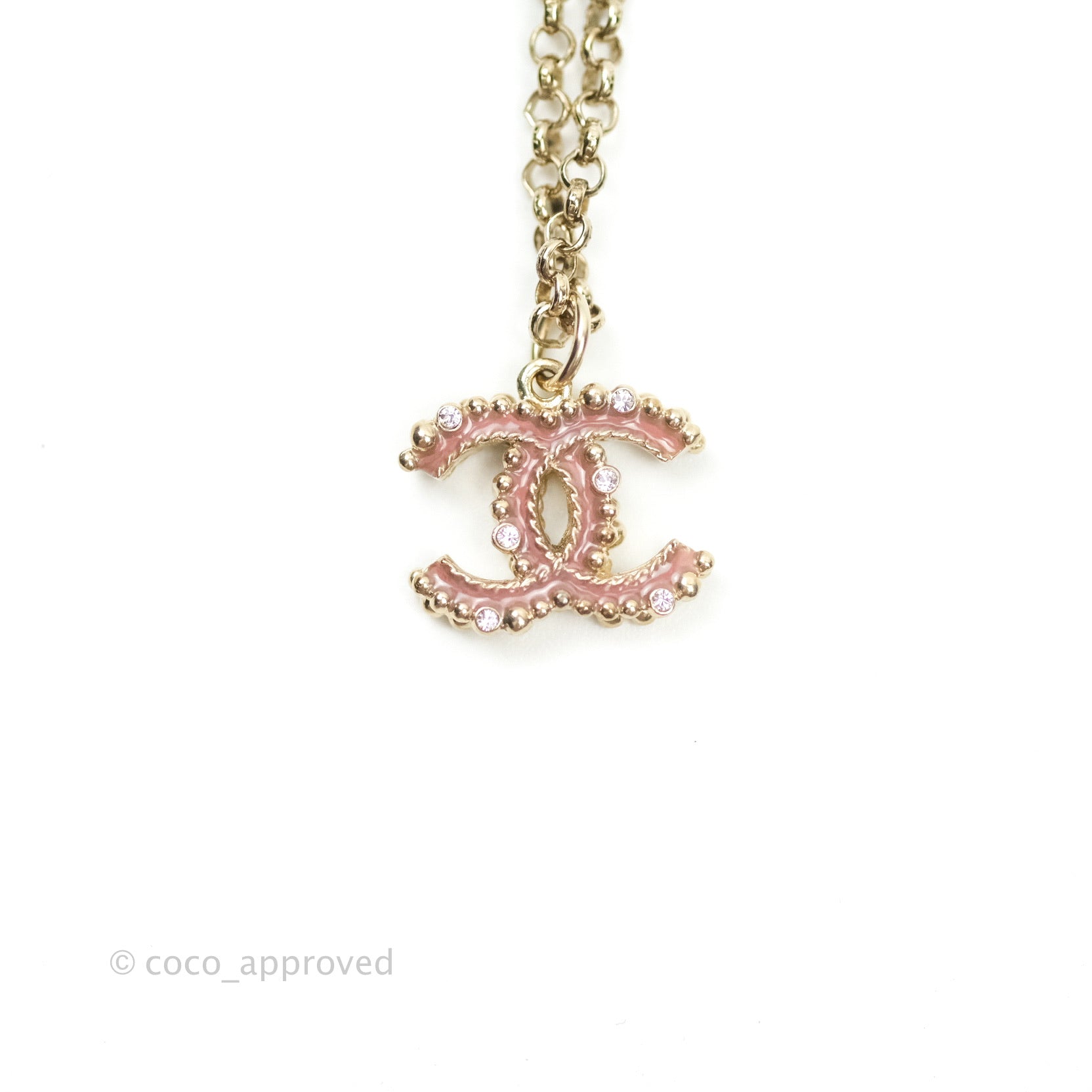 Chanel Pink and Gold Logo Button Necklace  Pink chanel, Jewelry  inspiration, Chanel jewelry