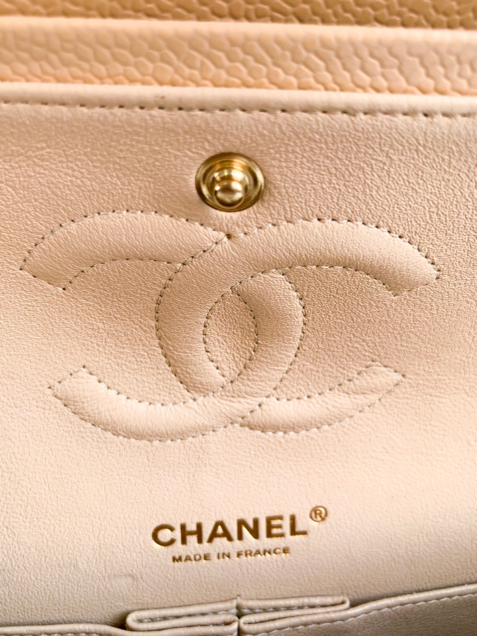 Chanel Classic M/L Double Flap Beige Claire Caviar Silver Hardware – Coco  Approved Studio