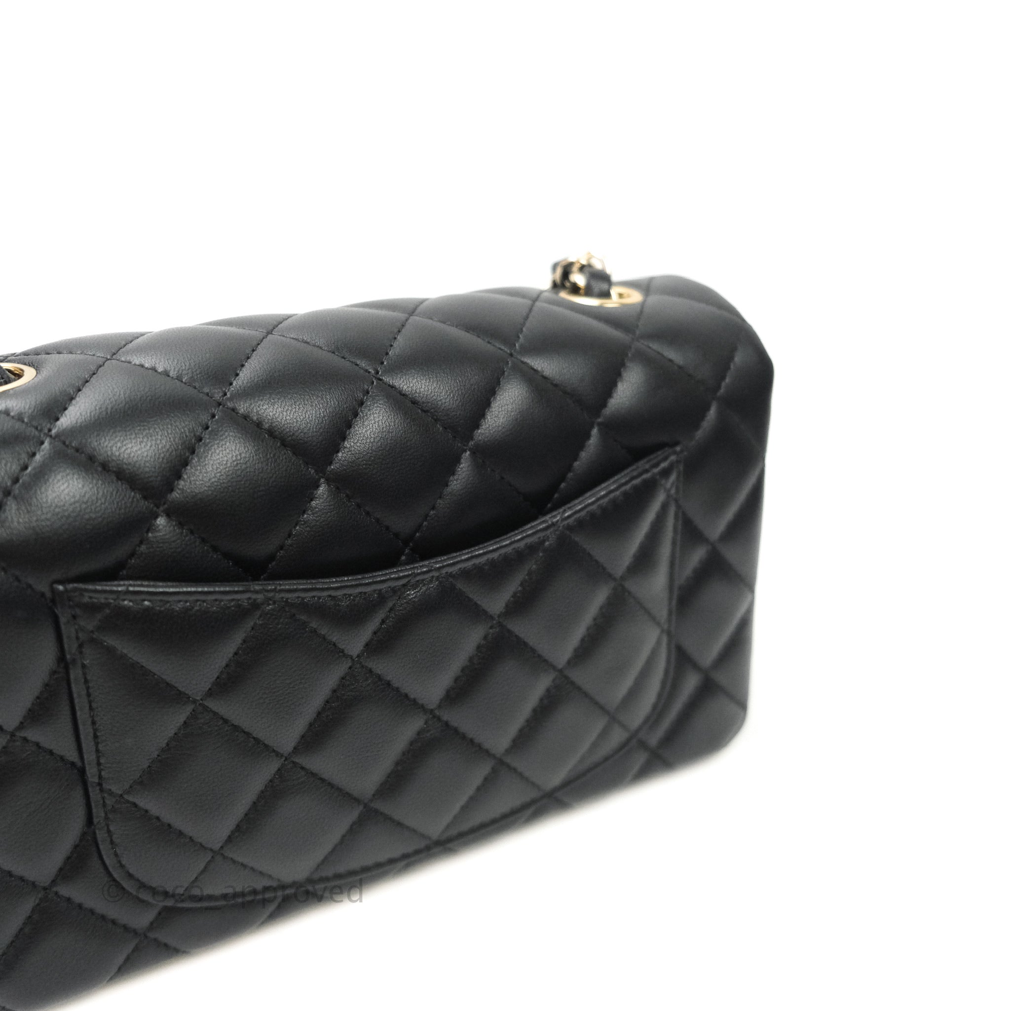 Chanel Quilted Mini Rectangular Lambskin Black Flap Gold Hardware – Coco  Approved Studio