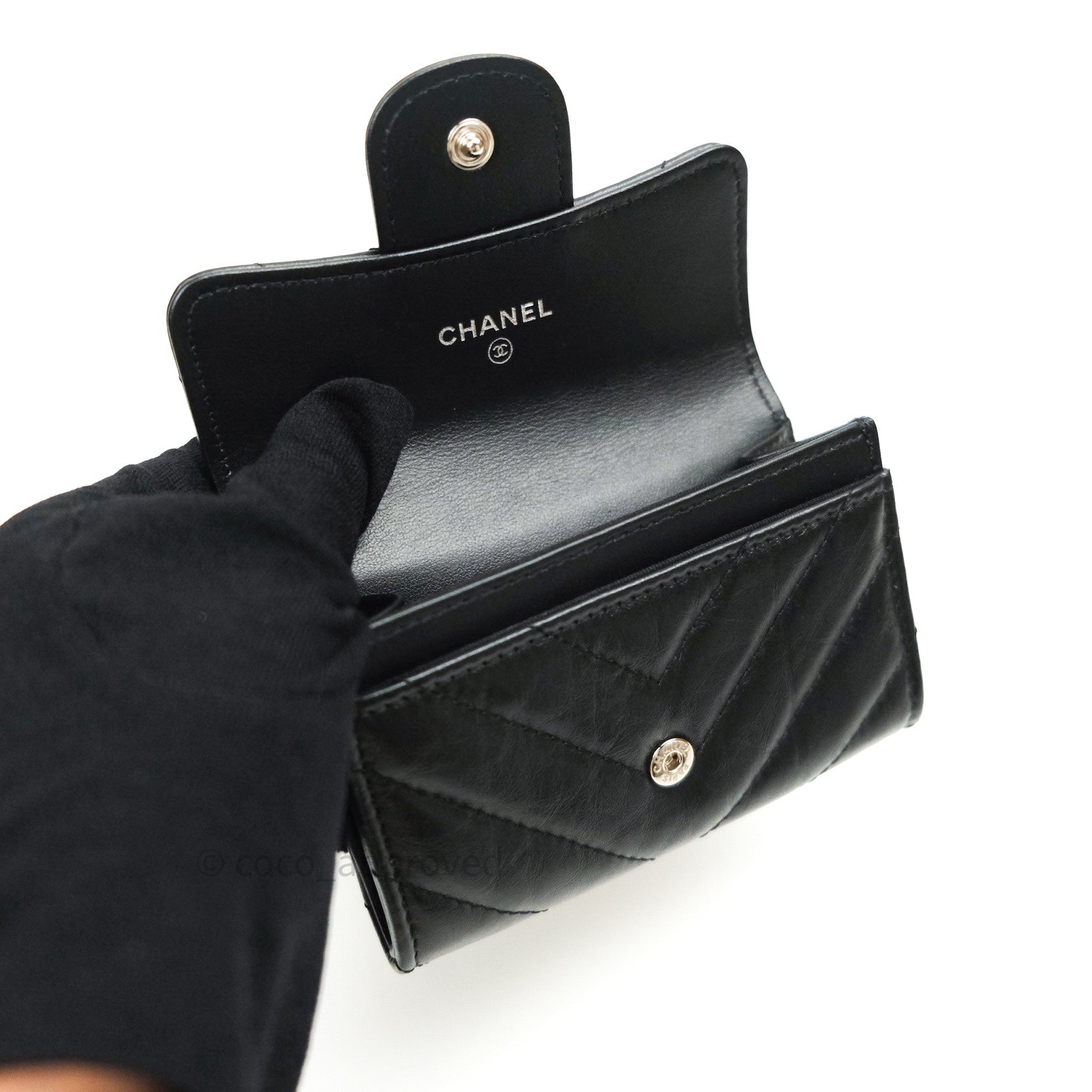 Chanel Aged Calfskin Chevron Reissue Card Holder Wallet So Black