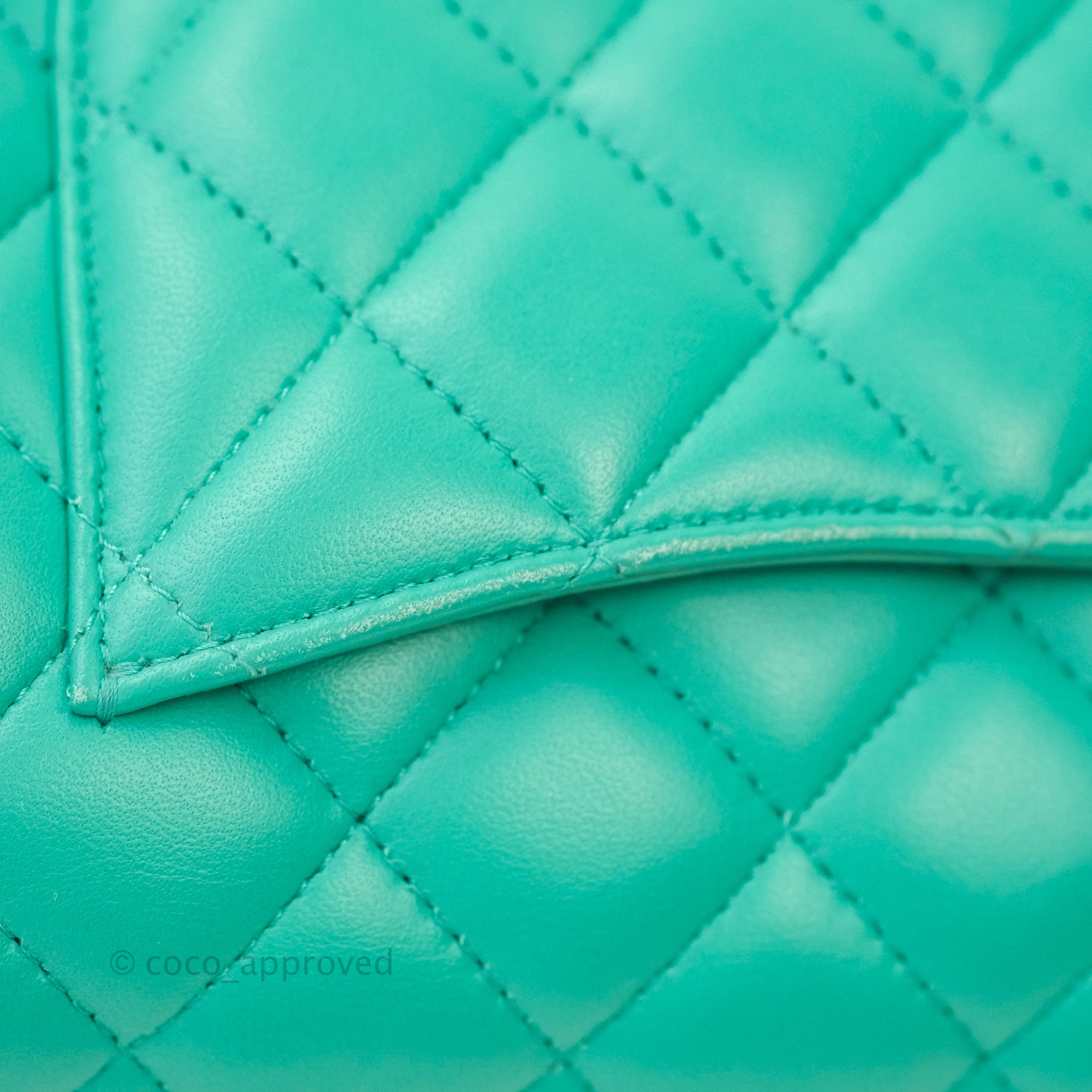 Chanel Quilted Mini Rectangular Turquoise Blue Lambskin Aged Gold