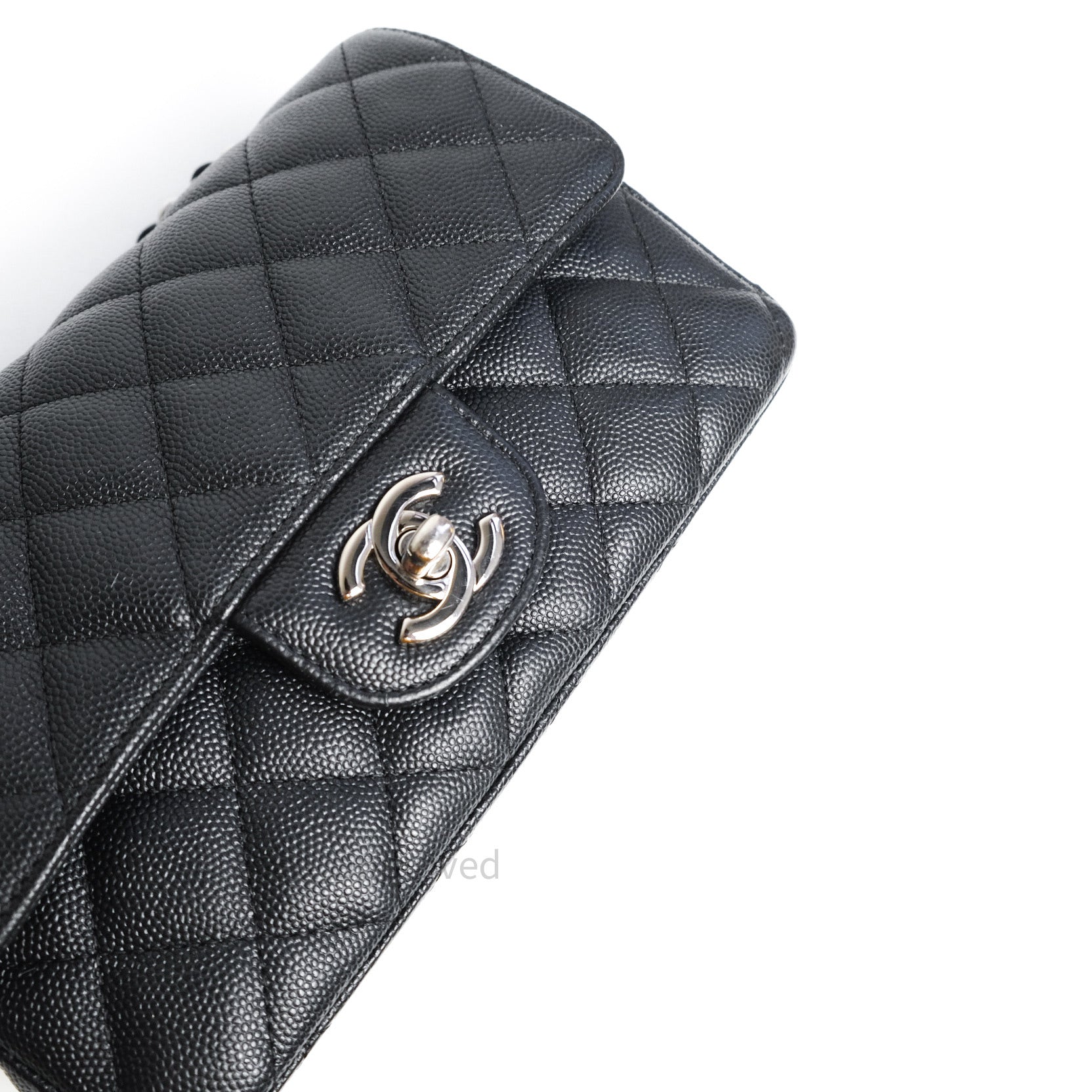 Chanel Classic Flap Card Holder on Chain Quilted Caviar Mini Neutral