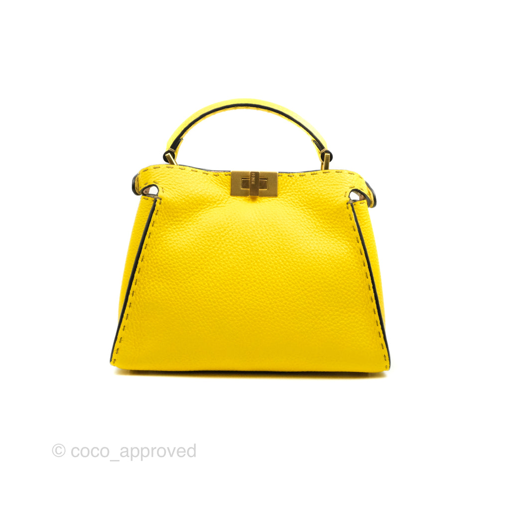 Fendi Small Peekaboo Iseeu Yellow Grained Leather Gold Hardware