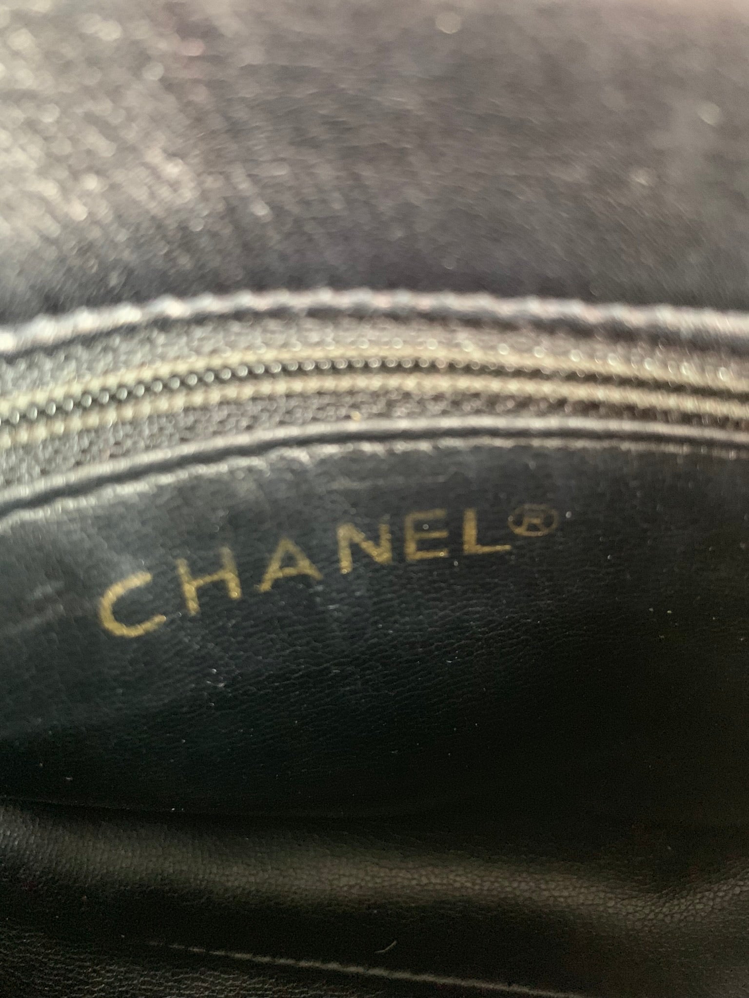 Chanel Vintage Cosmo Line Chain Waist Bag Black Lambskin Gold