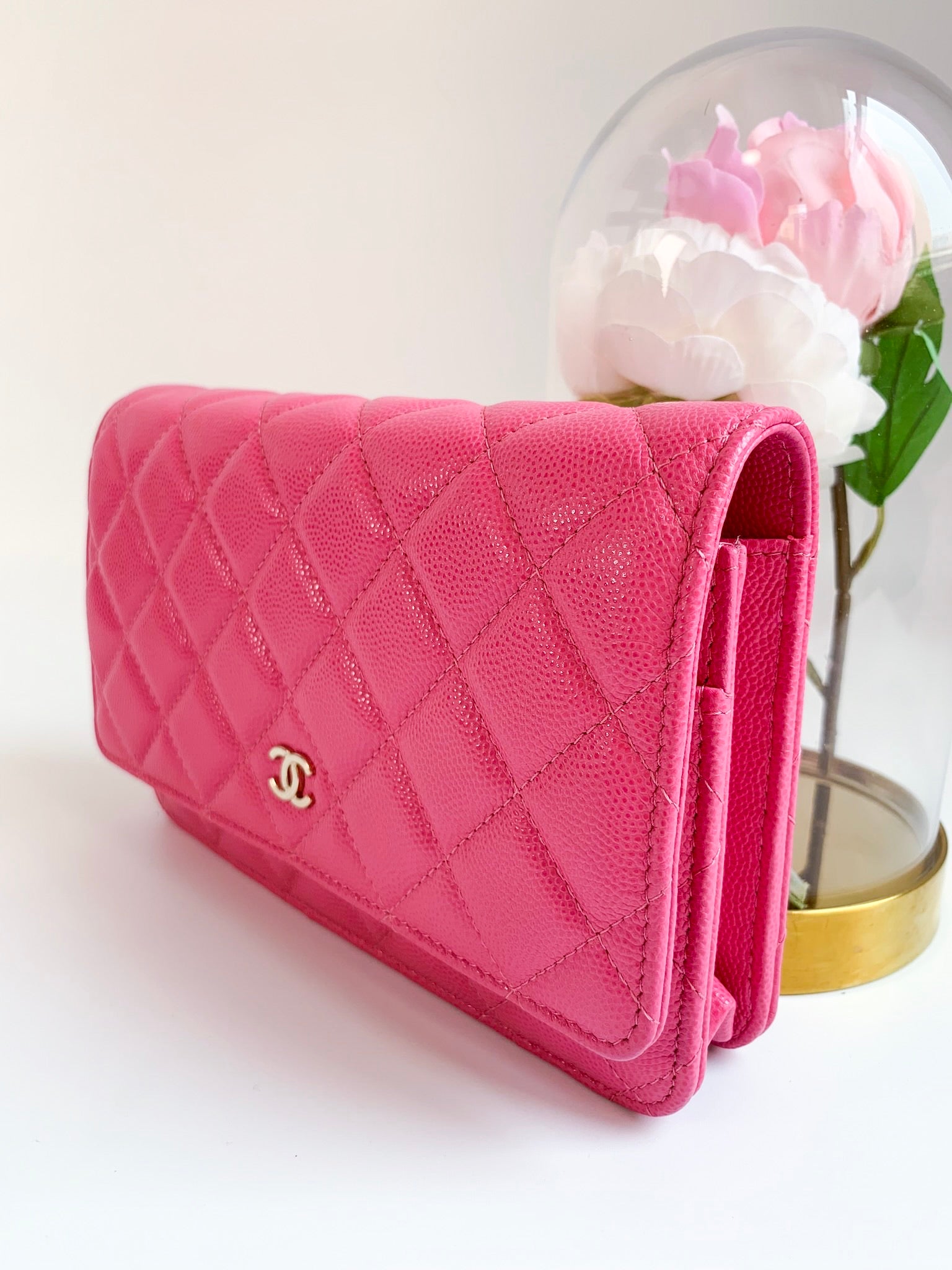 CHANEL Caviar Quilted Wallet on Chain WOC Pink 1122413  FASHIONPHILE