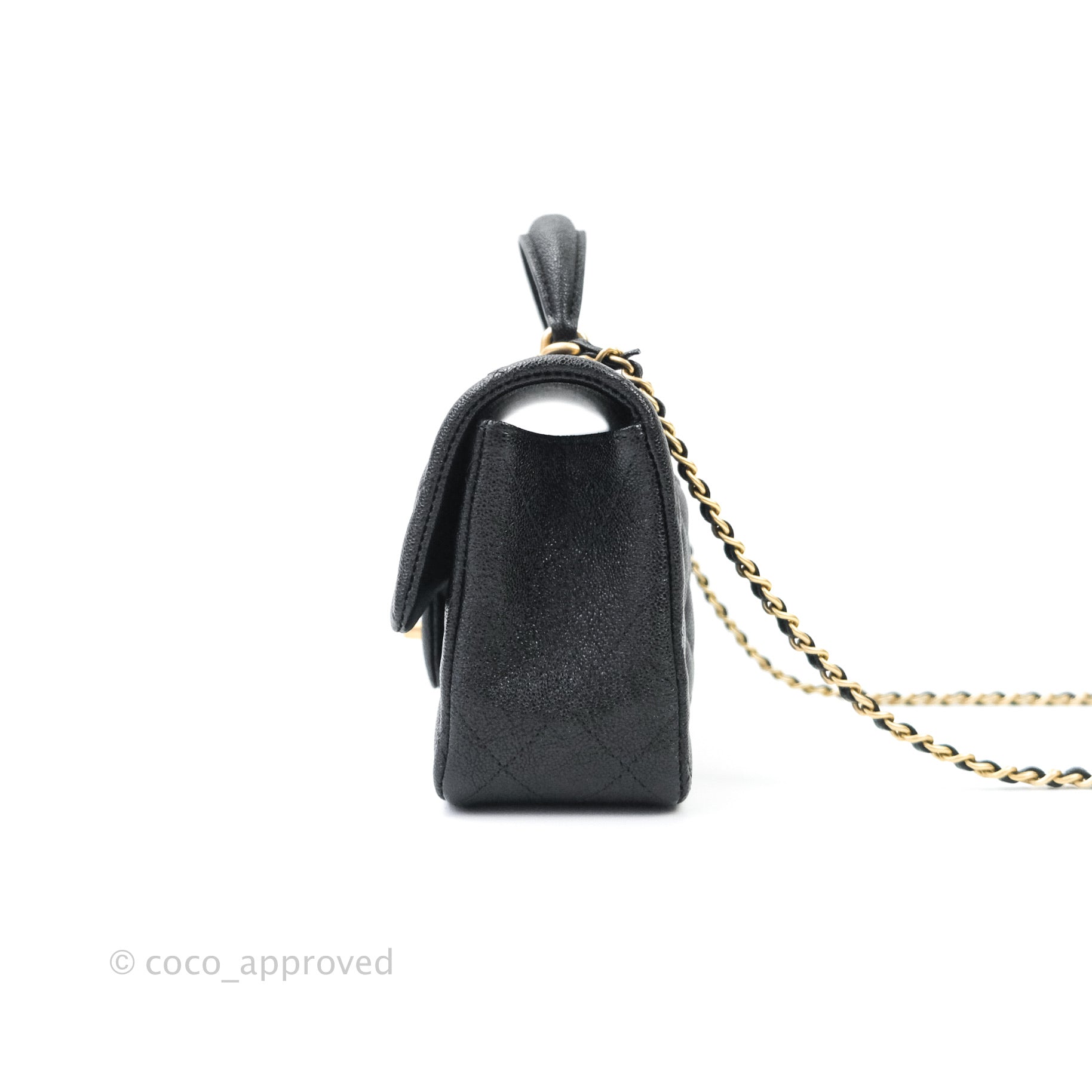 CHANEL - Mini Flap Bag with Top Handle Metallic Grained Calfskin &  Silver-Tone Metal, Silver - AS2431B0557645002 - Handb…