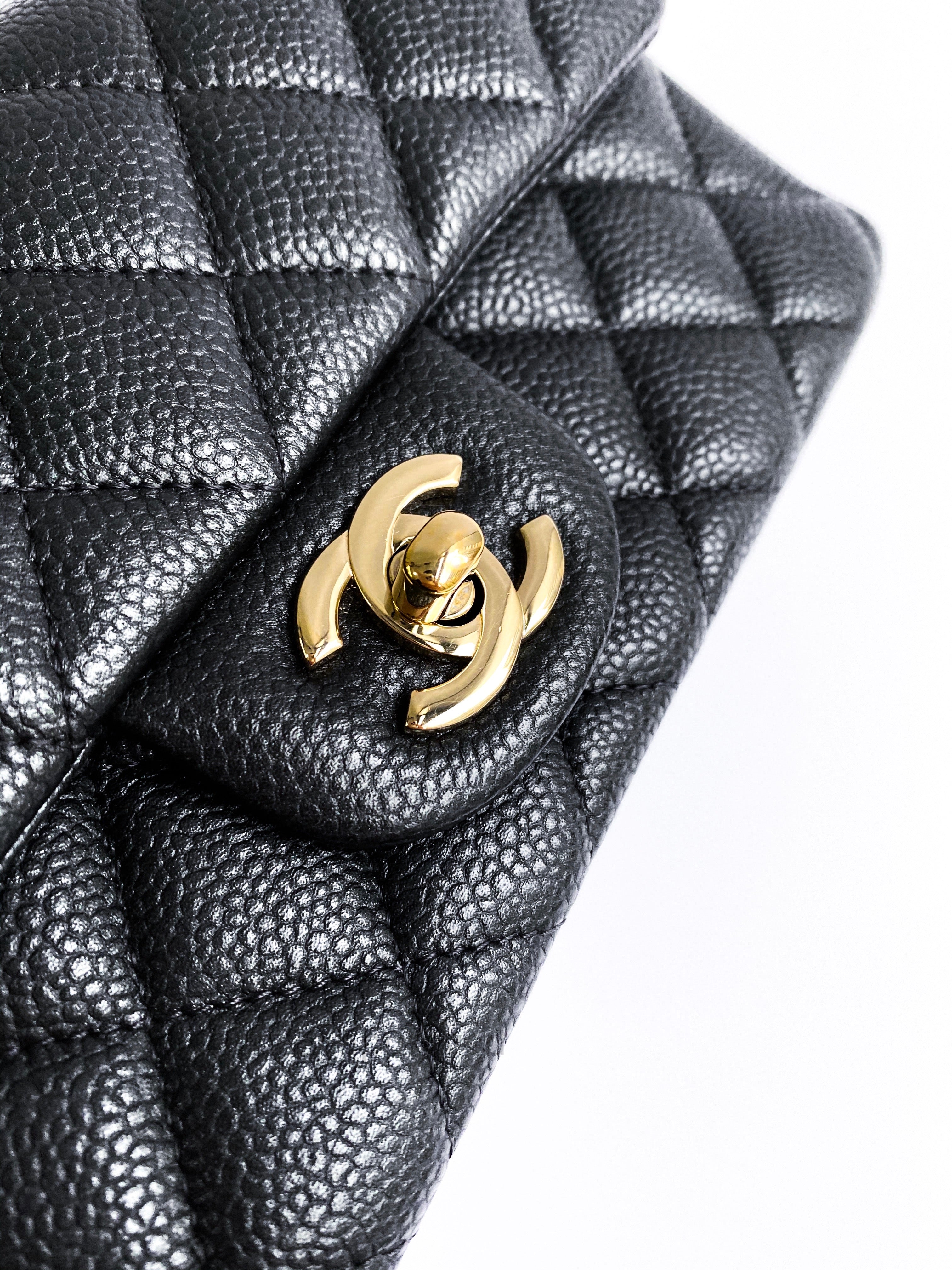 Chanel Quilted Mini Rectangular Flap Dark Grey Caviar Gold