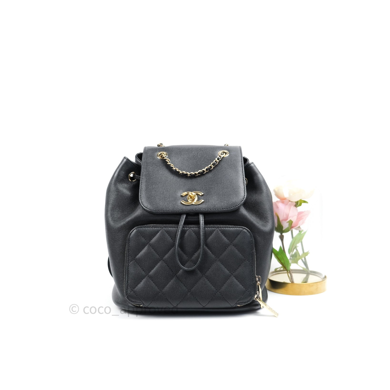 CHANEL, WHITE CAVIAR AFFINITY BACKPACK WITH LIGHT GOLD TONE HARDWARE, Handbags & Accessories, 2020