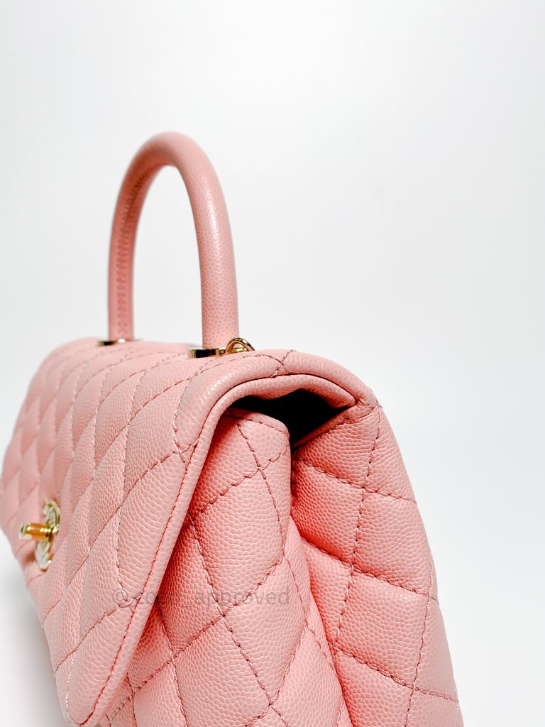 CHANEL Caviar Quilted Mini Coco Handle Flap Dark Pink 1295243