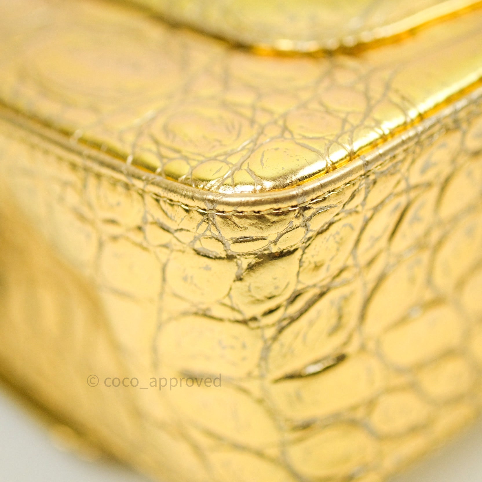 Chanel Gold Croc Embossed Mini Rectangular Flap Bag – Its A Luv Story