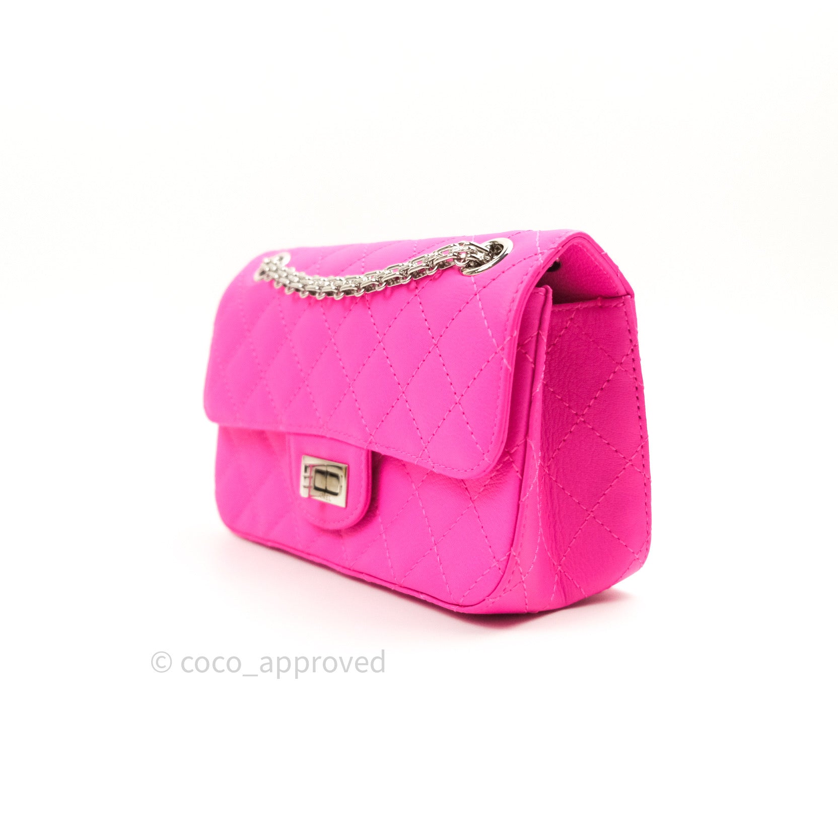 Chanel Mini Reissue 224 Fluorescent Pink Goatskin Silver Hardware – Coco  Approved Studio