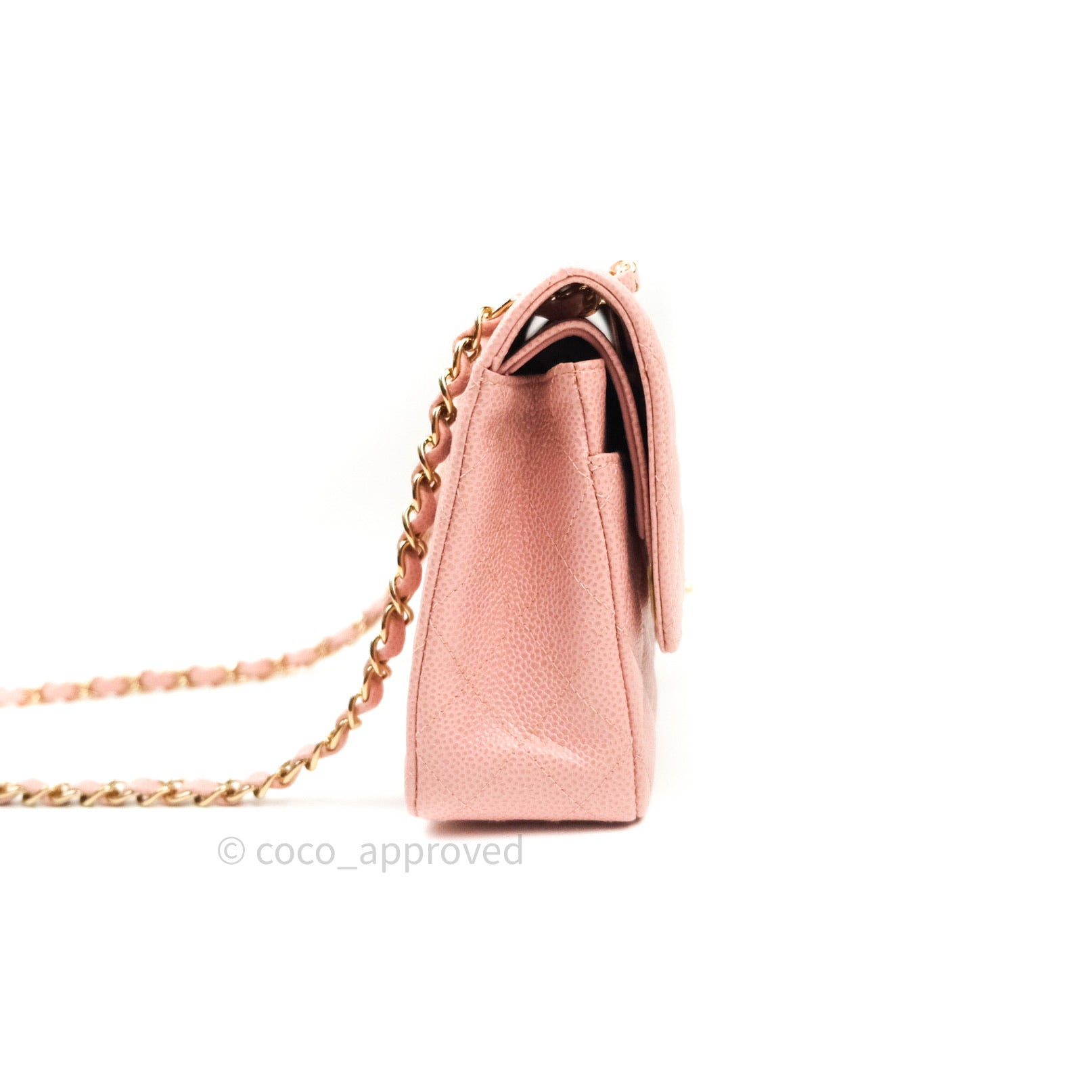 Chanel Classic ML Medium Double Flap Bag Pink Caviar 24K Gold Hardwar   Coco Approved Studio
