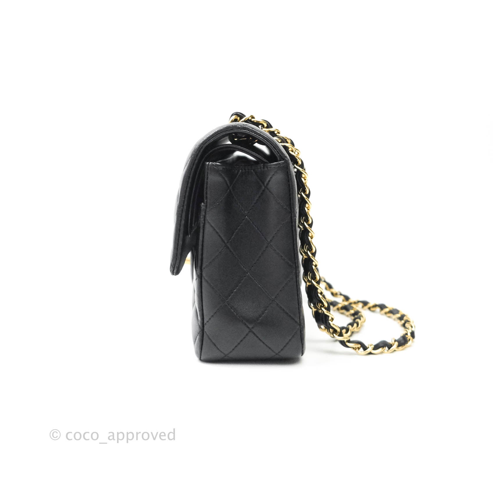 Chanel Classic M/L Medium Double Flap Bag Black Lambskin Gold Hardware – Coco  Approved Studio