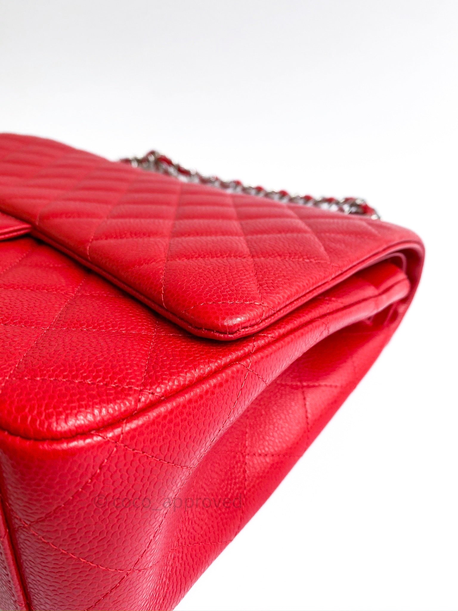 Chanel Double Flap Maxi Red Caviar Silver Hardware 14C – Coco Approved  Studio
